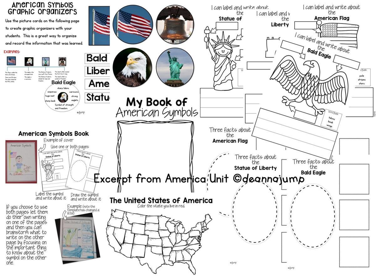 American Symbols For Kids In Kindergarten And First Grade