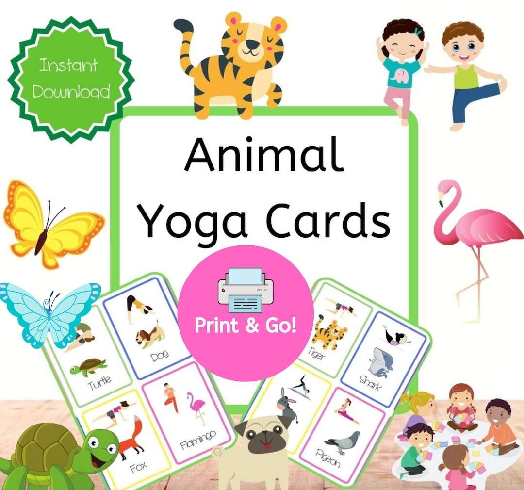 Animal Yoga Cards Etsy