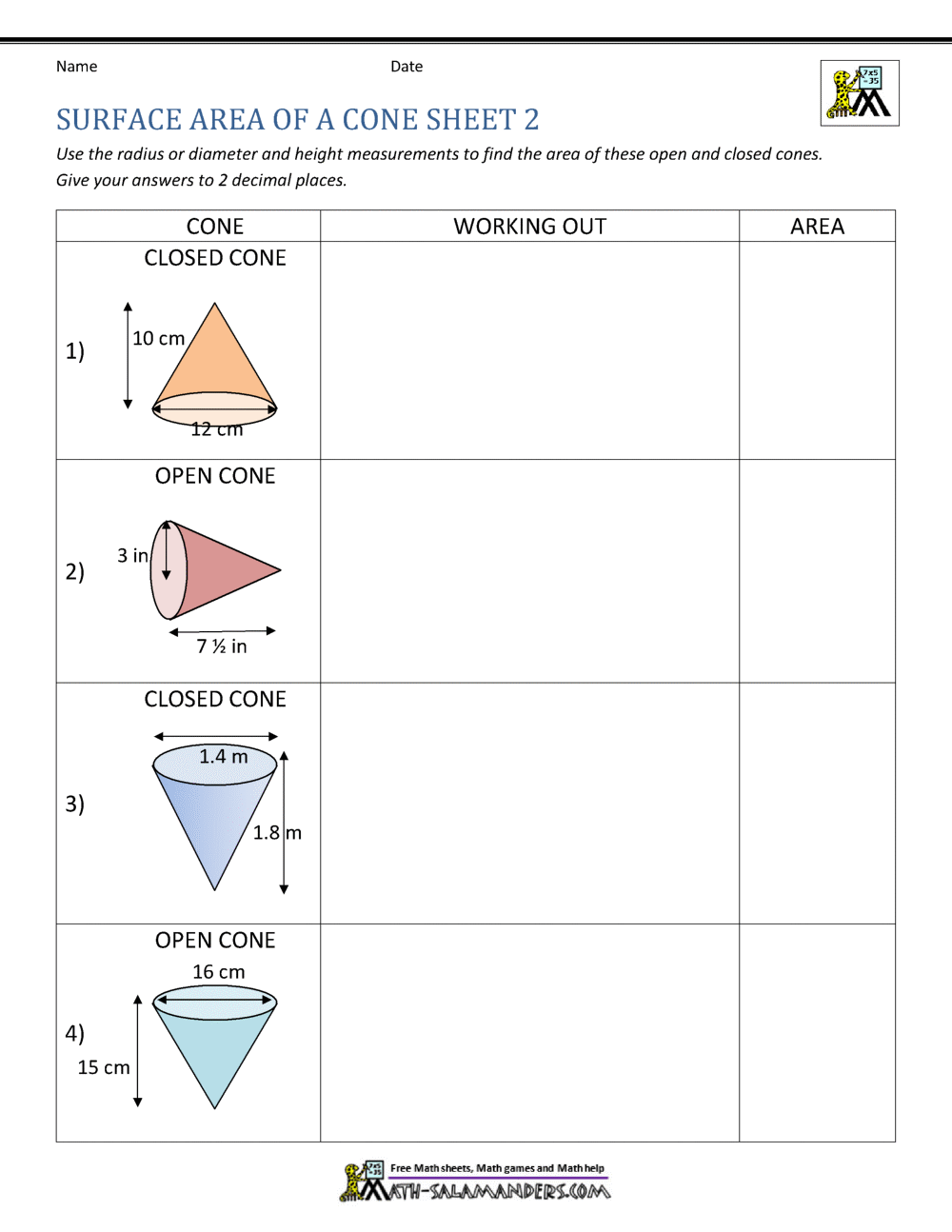 Area Of A Cone Calculator