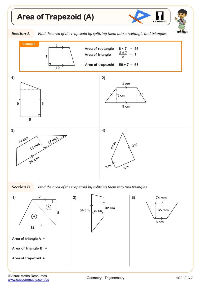 Area Of Quadrilateral Worksheets