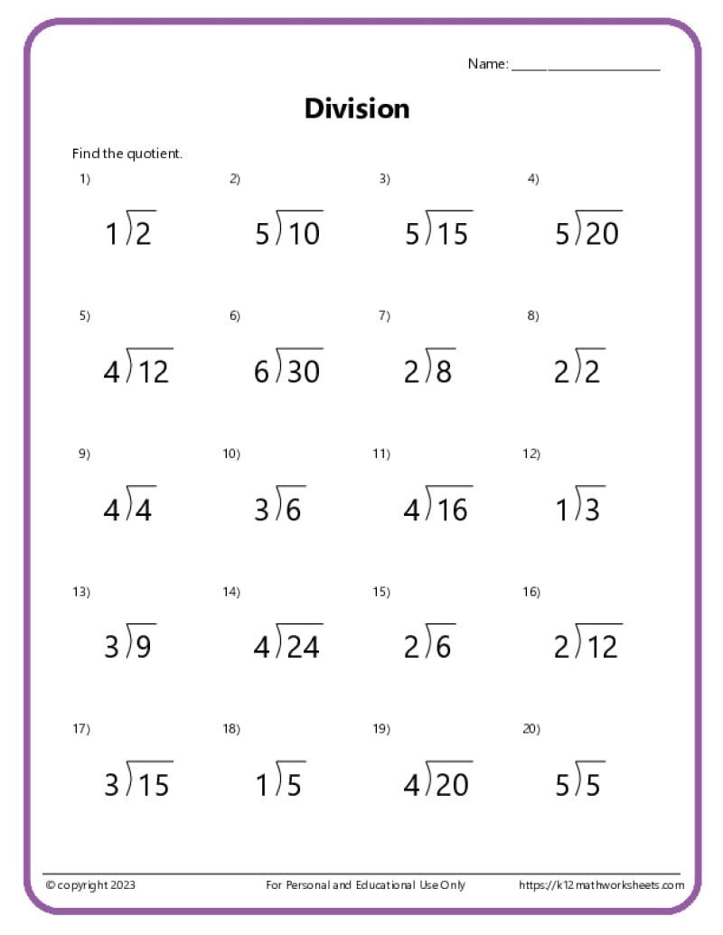 Worksheets For Division With Remainders