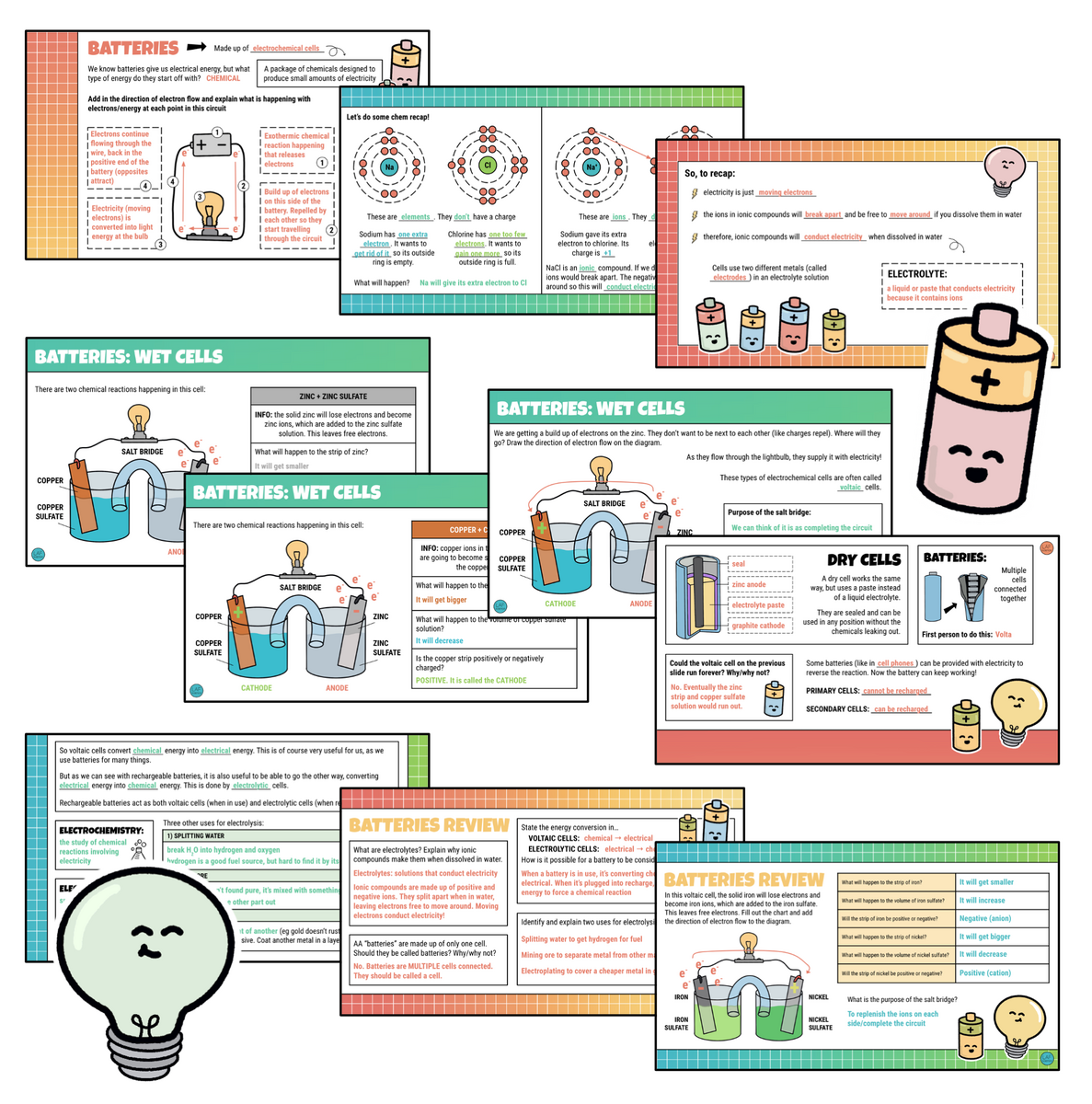 Batteries Notes And Practice Ions Electrolytes Voltaic Cells Made By Teachers