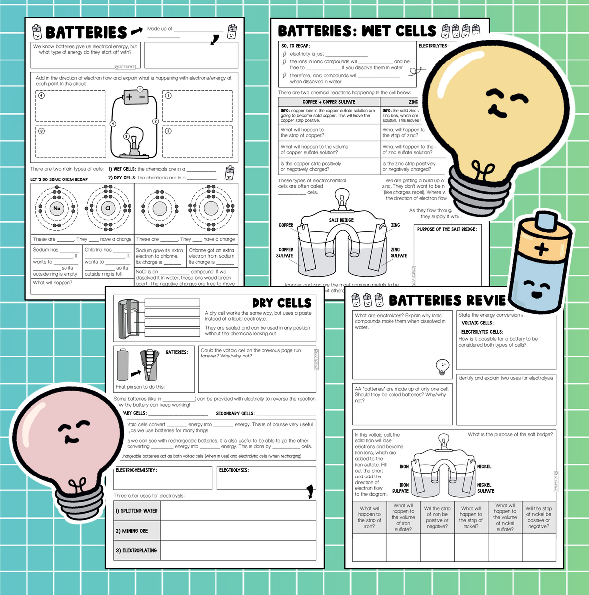 Batteries Notes And Practice ions Electrolytes Voltaic Cells Made By Teachers