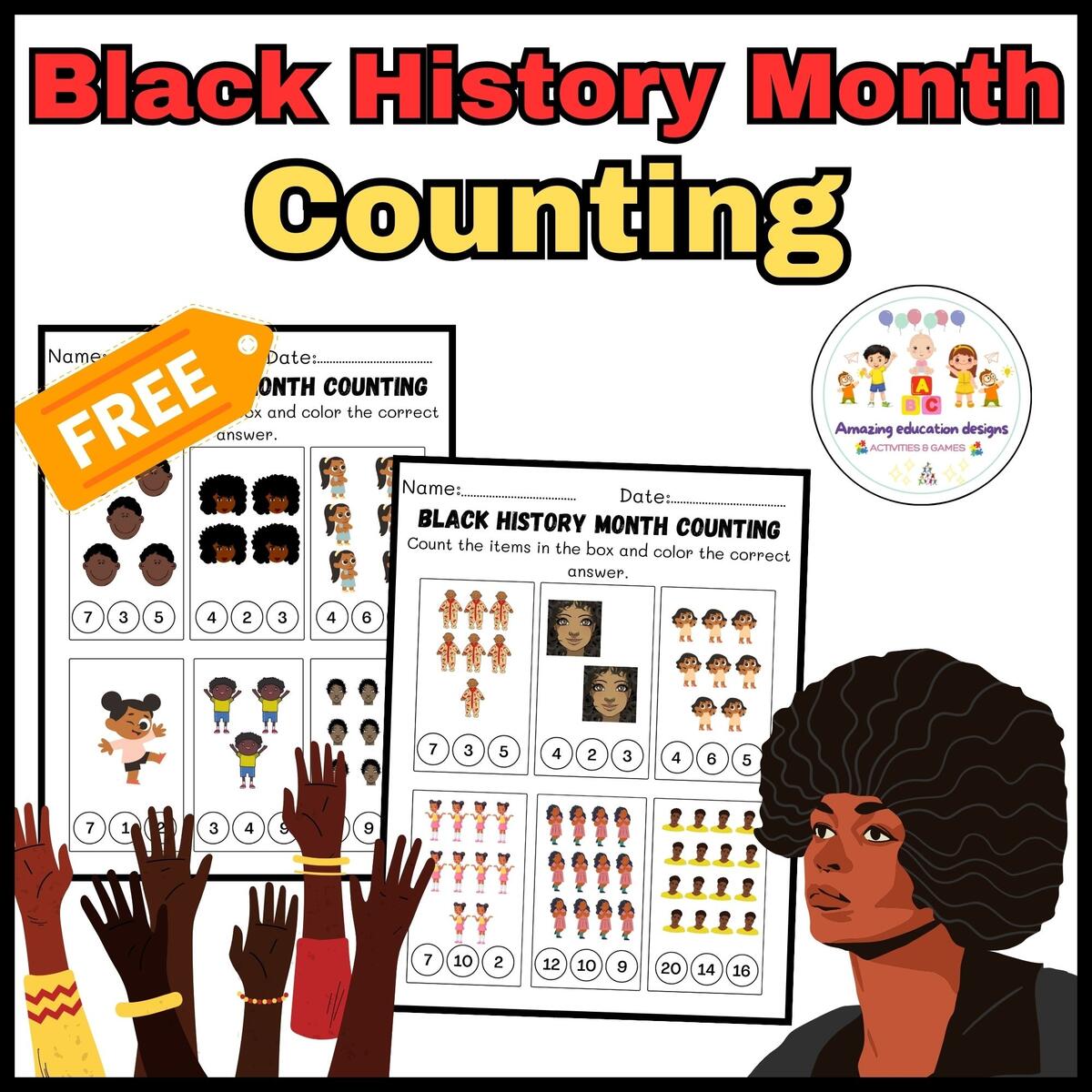 Black History Month FREE Activities Worksheets Counting Numbers Made By Teachers Black History Month Coloring Sheets Free Printable Collection