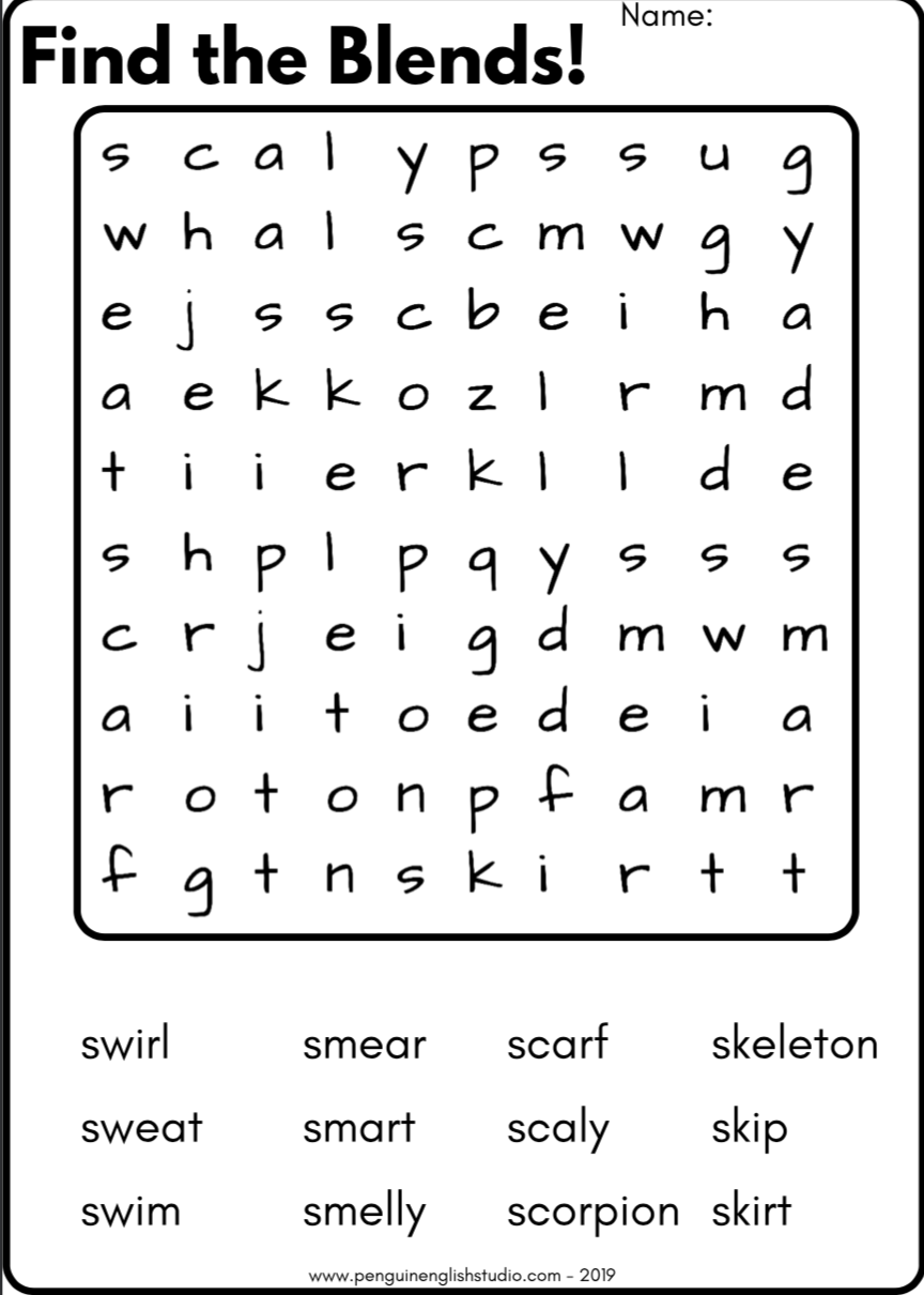 S Blends Worksheets Sc Sk St Or Sw