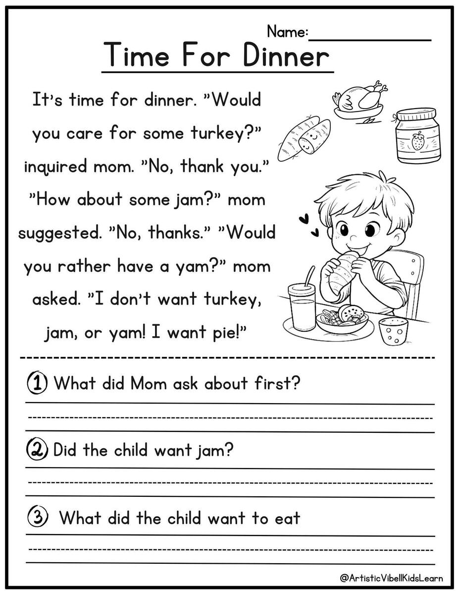 Buy 50 Kindergarten 1st Grade Reading Comprehension Passages Worksheets Sentences Reading Worksheet Fluency Worksheet English Learing Set 1 Online In India Etsy