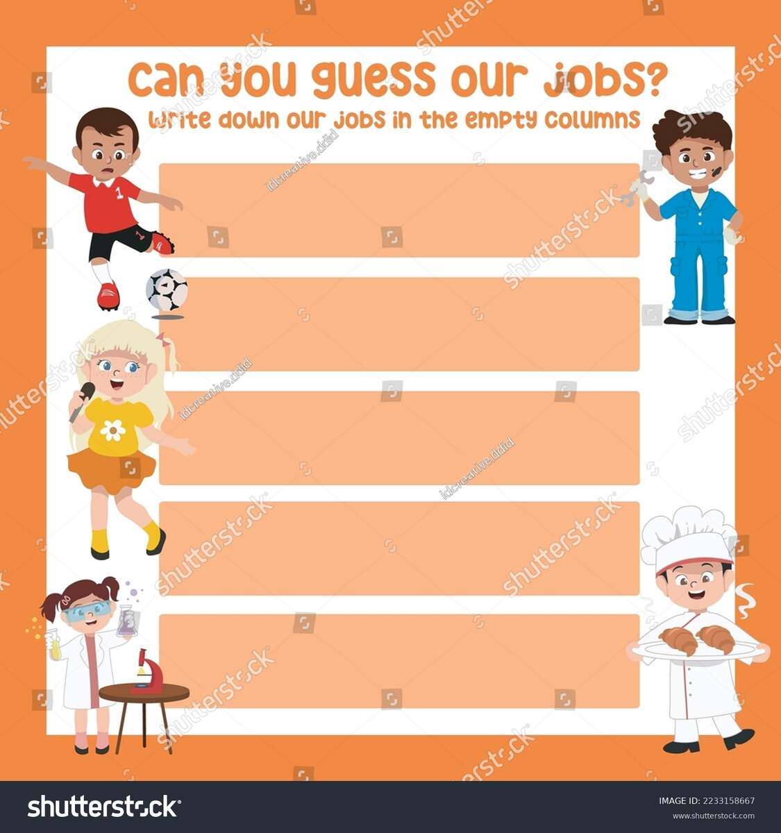 Can You Guess Our Jobs Writing Stock Vector Royalty Free 2233158667 Shutterstock