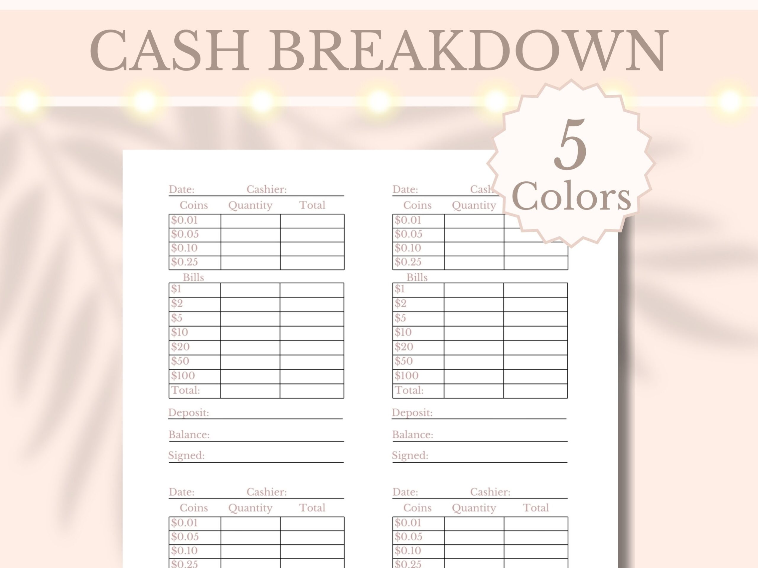 Cash Drawer Balance Sheet Etsy Cash Drawer Balance Sheet Etsy