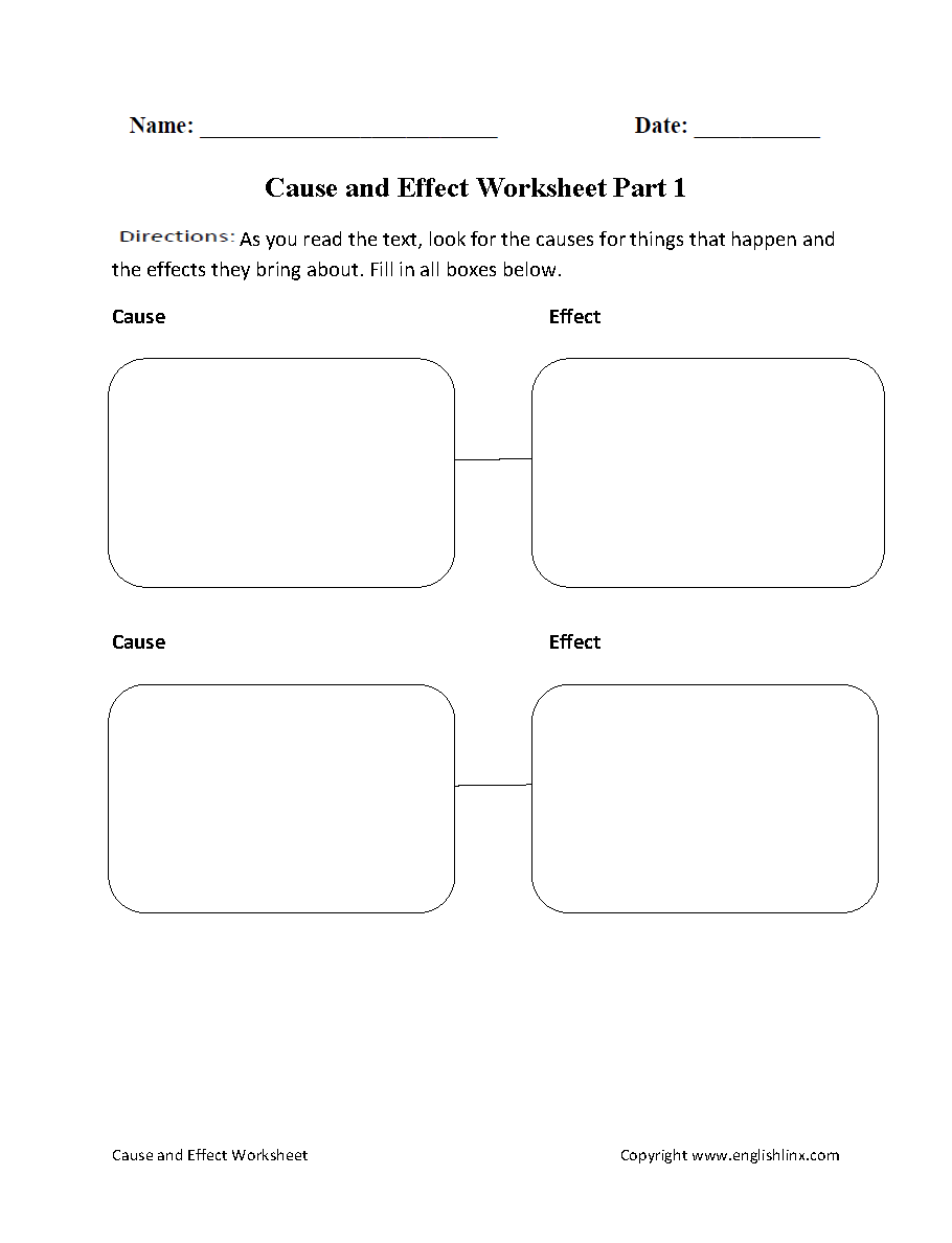 Cause And Effect Worksheets Cause And Effect Two Pairs Worksheet Cause And Effect Exercise For Grade 2 Worksheets Library
