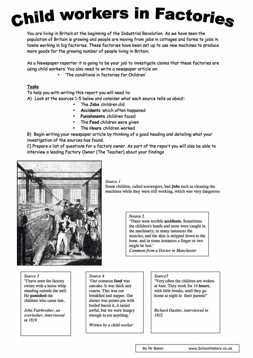 Child Workers In Factories During Industrial Revolution Year 9