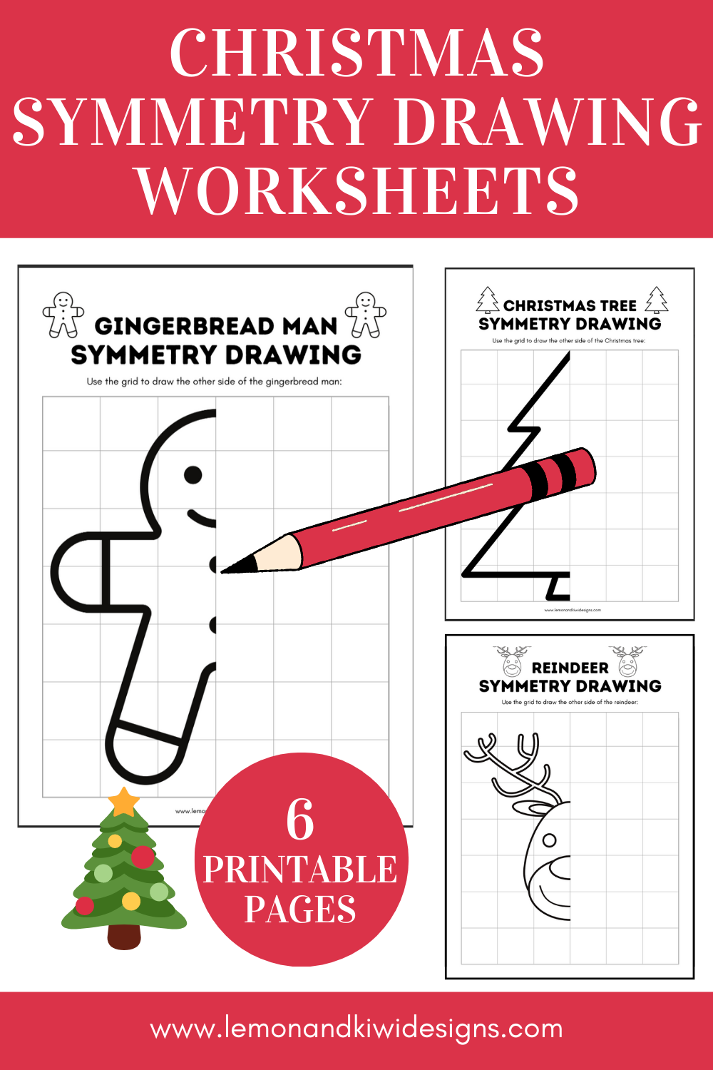 Christmas Symmetry Worksheets Lemon And Kiwi Designs