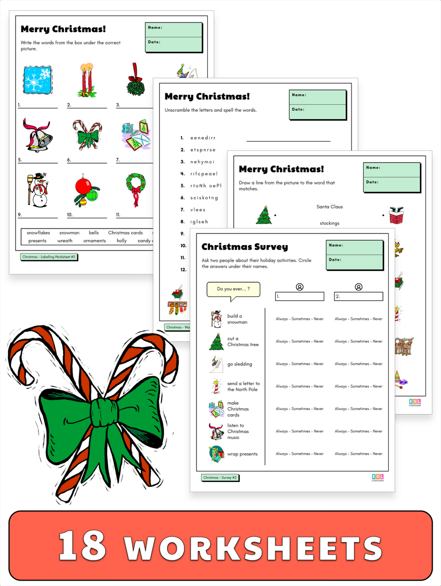 Christmas Worksheets ESL Flashcards Christmas Worksheets ESL Flashcards