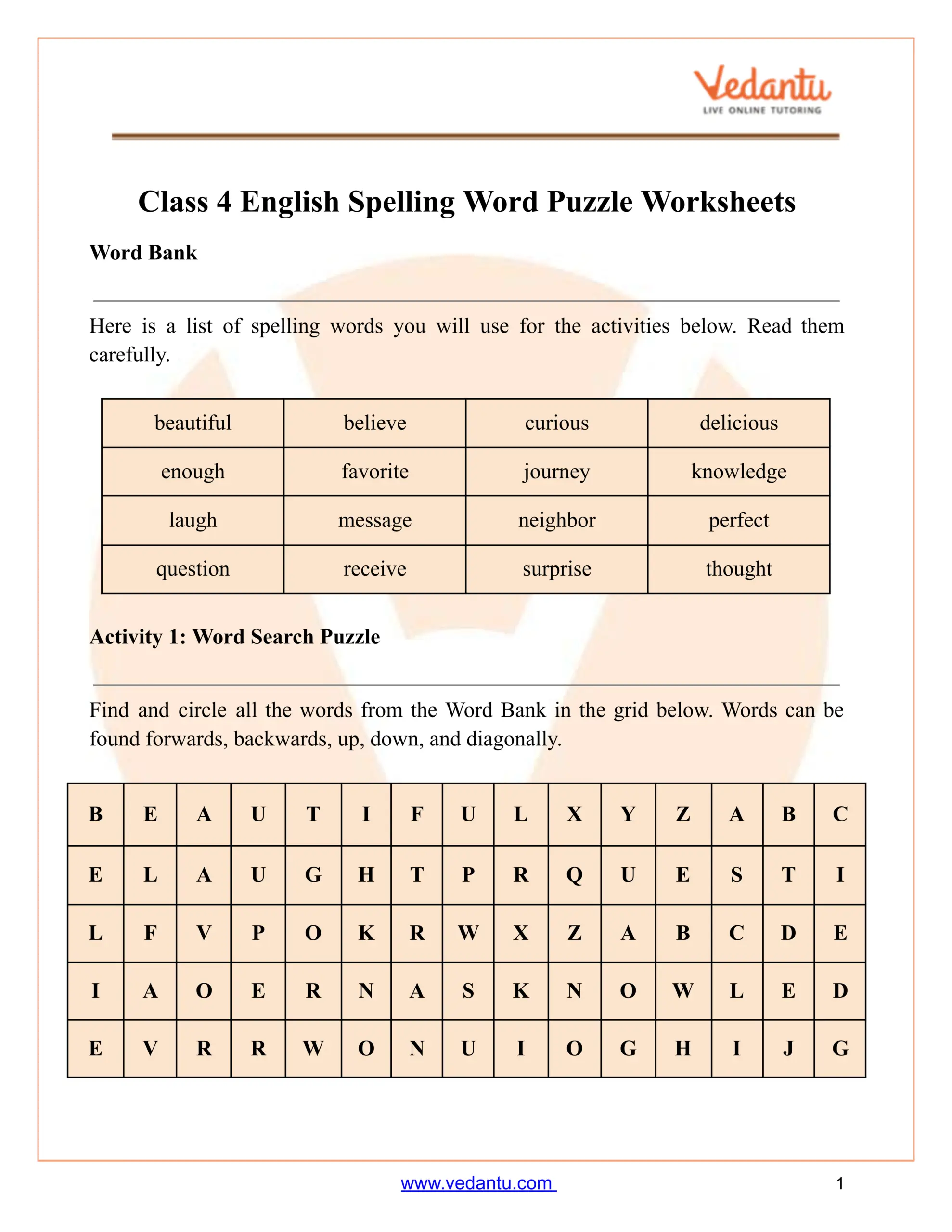 Class 4 Spelling Word Puzzle Worksheet Free Printable PDF Class 4 Spelling Word Puzzle Worksheet Free Printable PDF