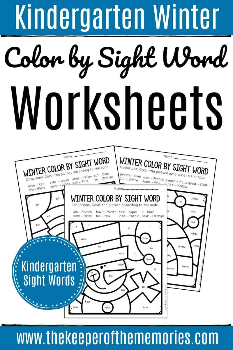 Color By Sight Word Winter Kindergarten Worksheets The Keeper Of The Memories