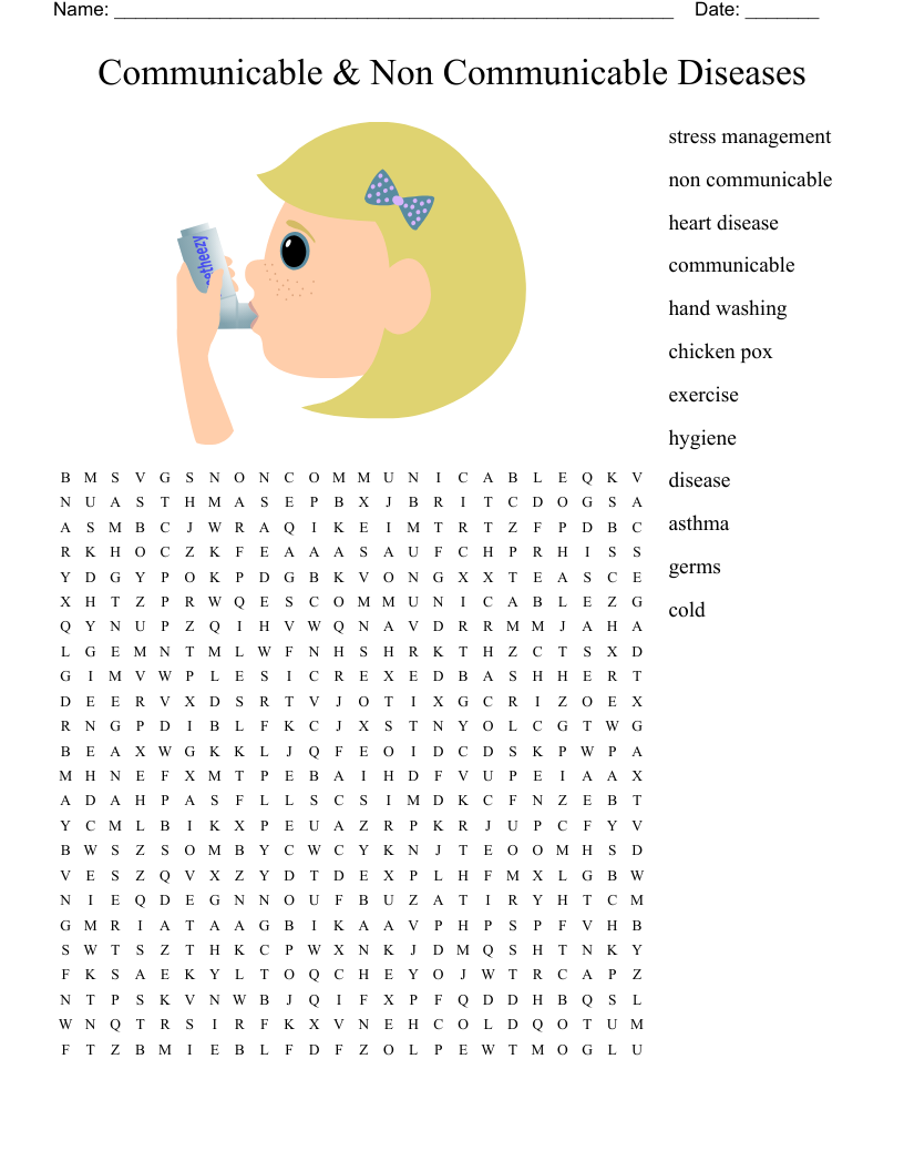 Communicable And Non Communicable Diseases Crossword WordMint