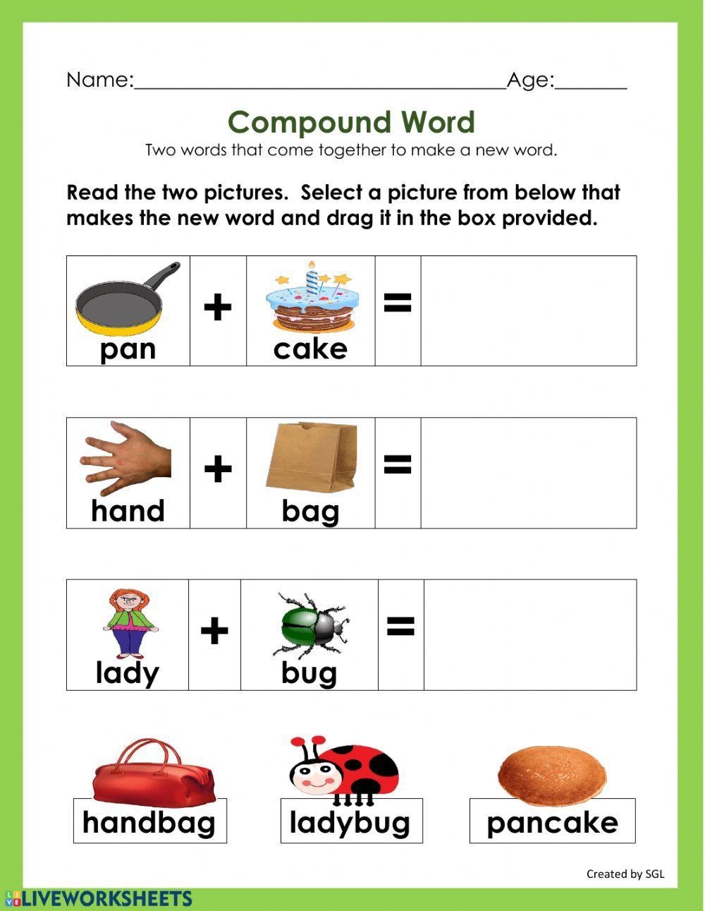 Compound Words Activity For Preschool Worksheets Library
