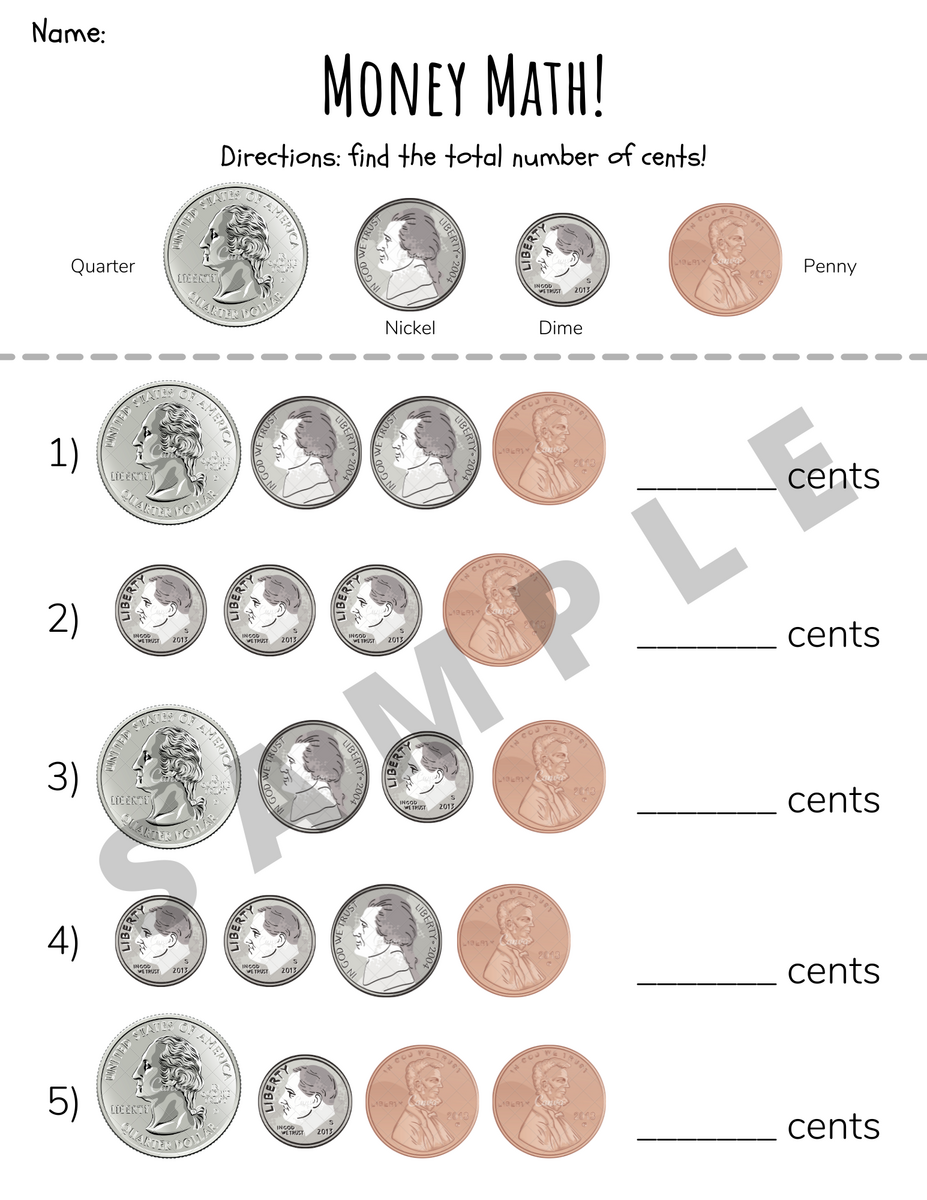 Counting Money Cents Coins Using Quarters Dimes Nickels Pennies Place Value Worksheet For K 5 Teachers And Students In The Math Classroom Classful