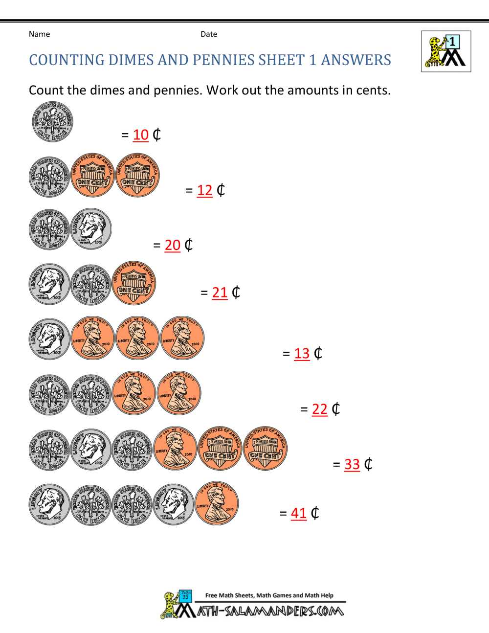 Counting Money Worksheets 1st Grade