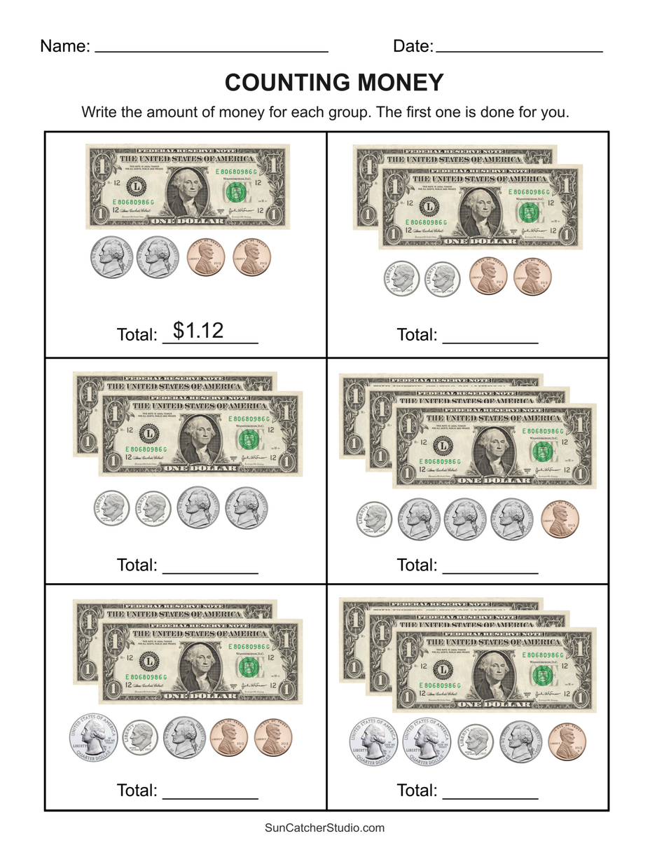 Counting Money Worksheets Money Math Free Printables Lettering SVG Files Tools Apps Counting Money Worksheets Up To 1