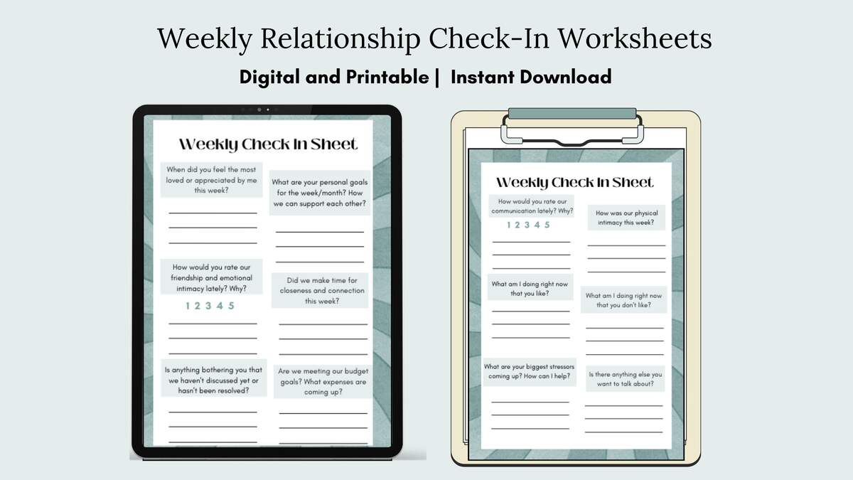 Couples Relationship Check In Worksheet Weekly Partner Questions For Healthy Communication Digital And Printable PDF Etsy