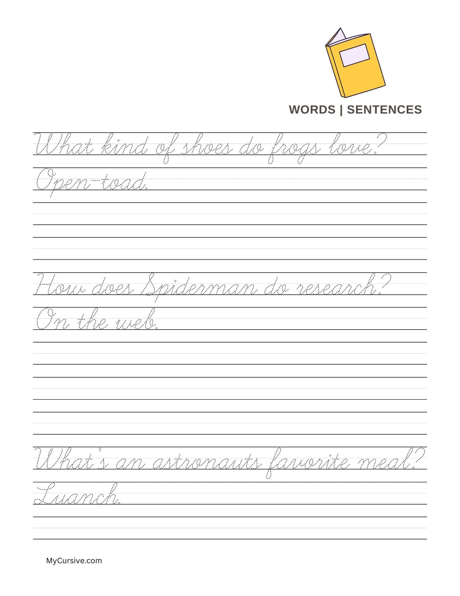 Cursive Sentences Free Worksheets For Practice 2025