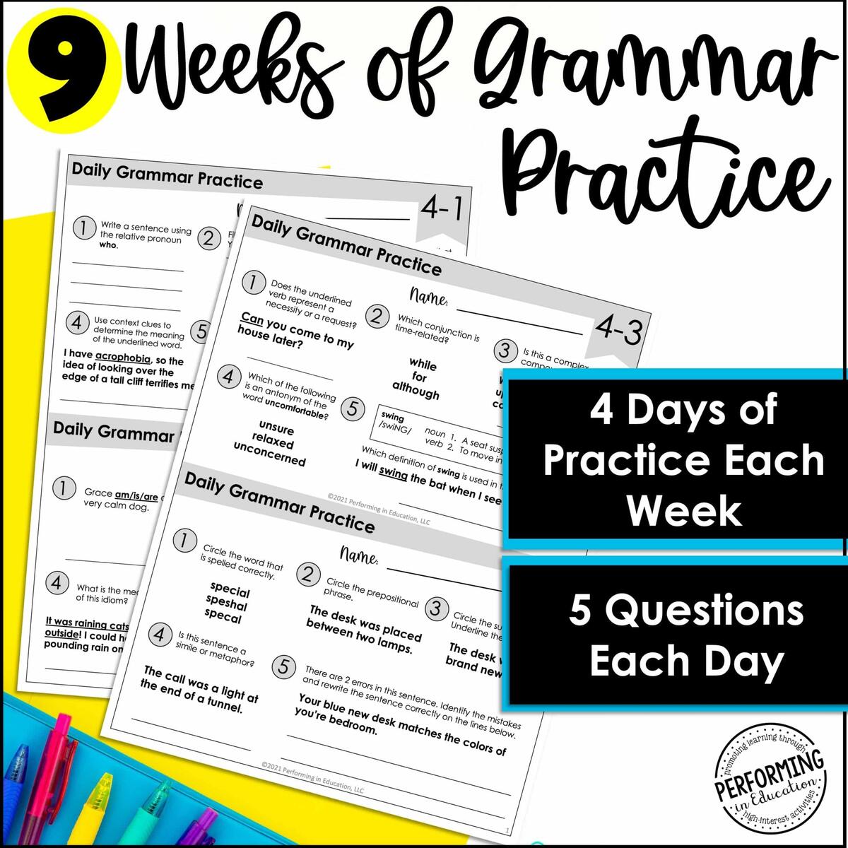 Daily Grammar Practice For 4th Grade Grammar Worksheets Spiral Review