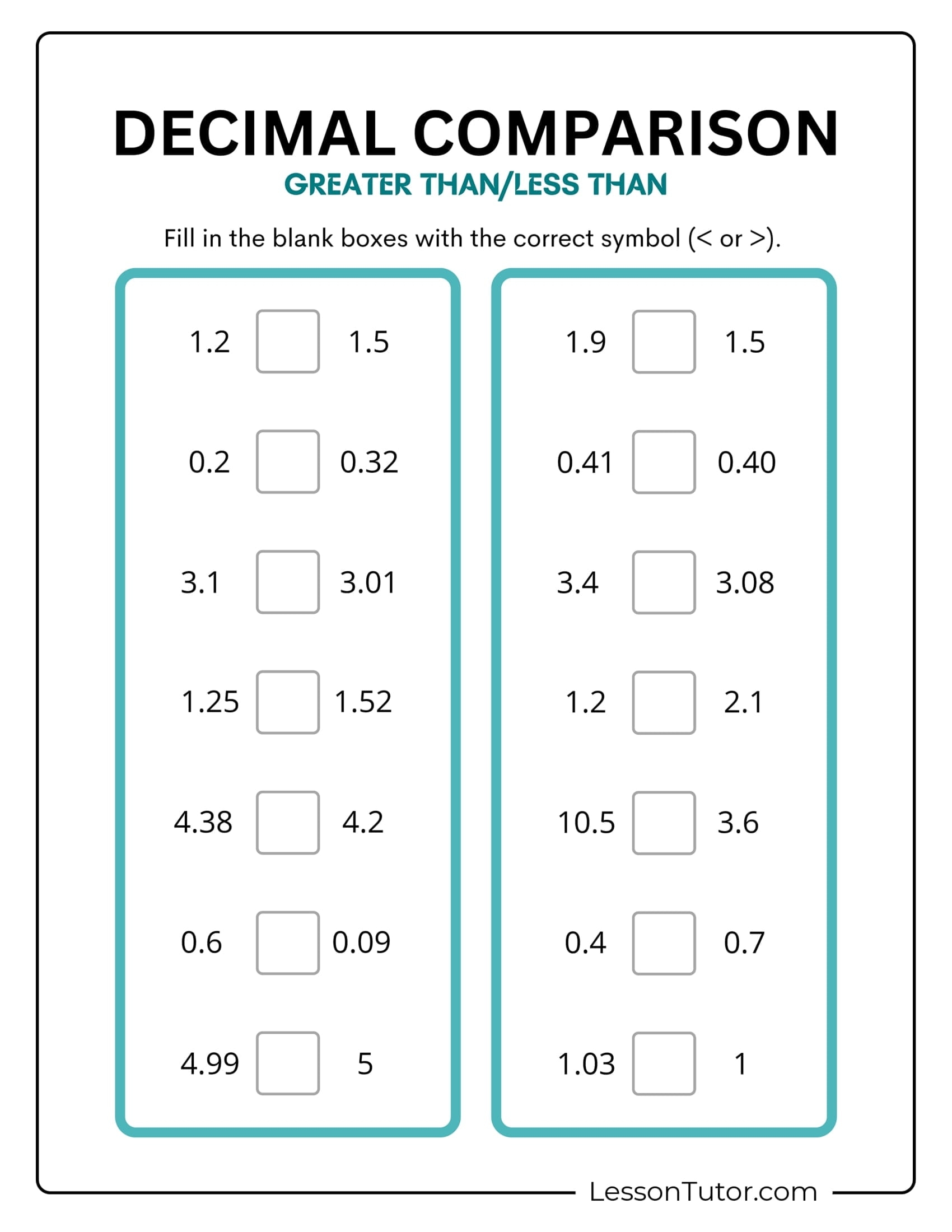 Decimals Lesson Plan Free Coloring Pages PDF Printables And Worksheets Lesson Tutor