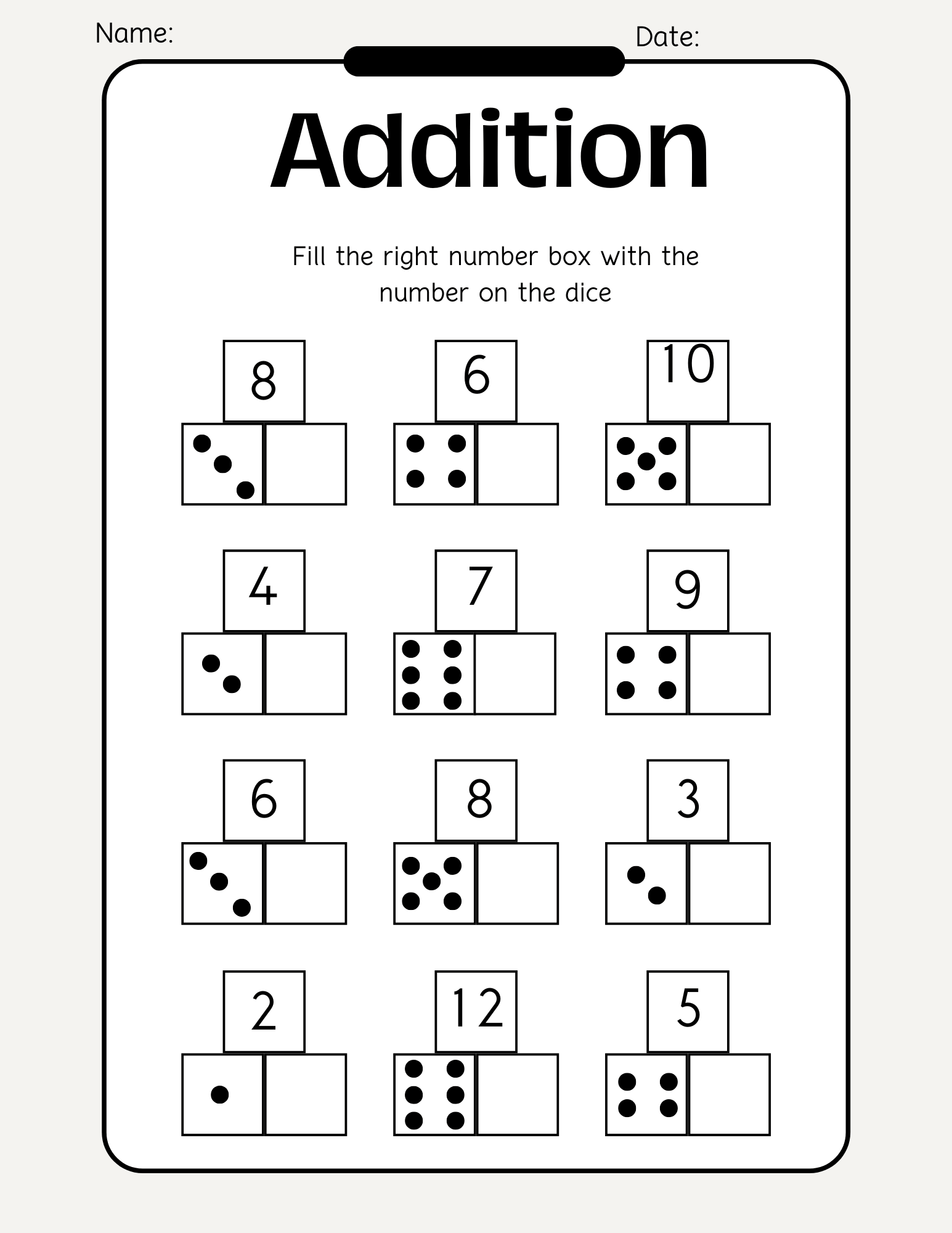Dice Addition Worksheet Education World