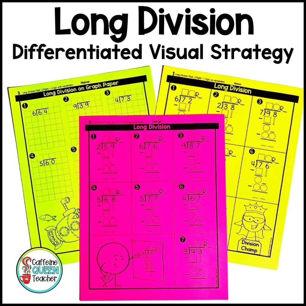 Differentiated Long Division Worksheets For FREE Caffeine Queen Teacher