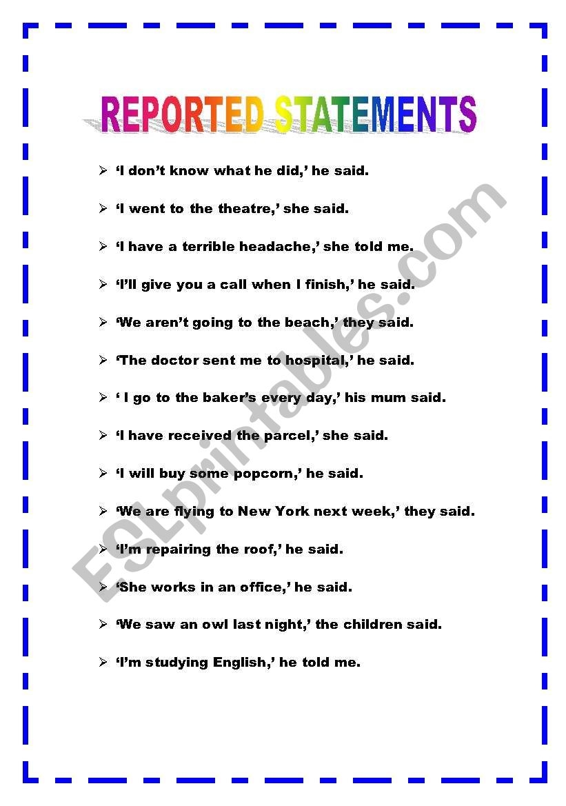 Direct Indirect Speech English Worksheet 01 STP Books Worksheets Library