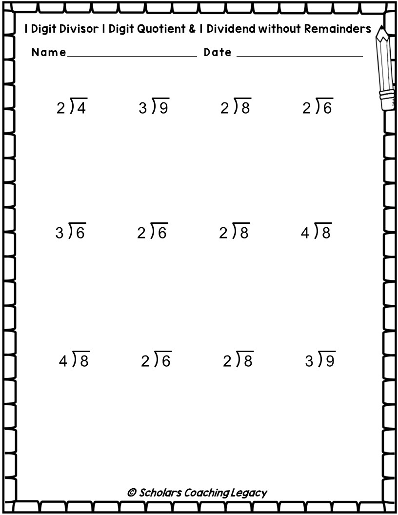 Division With 1 Digits Divisor 1 Quotient 1 Dividend Without Remainders Worksheets Math Problems Made By Teachers Division With 1 Digits Divisor 1 Quotient 1 Dividend Without Remainders Worksheets Math Problems Made By Teachers
