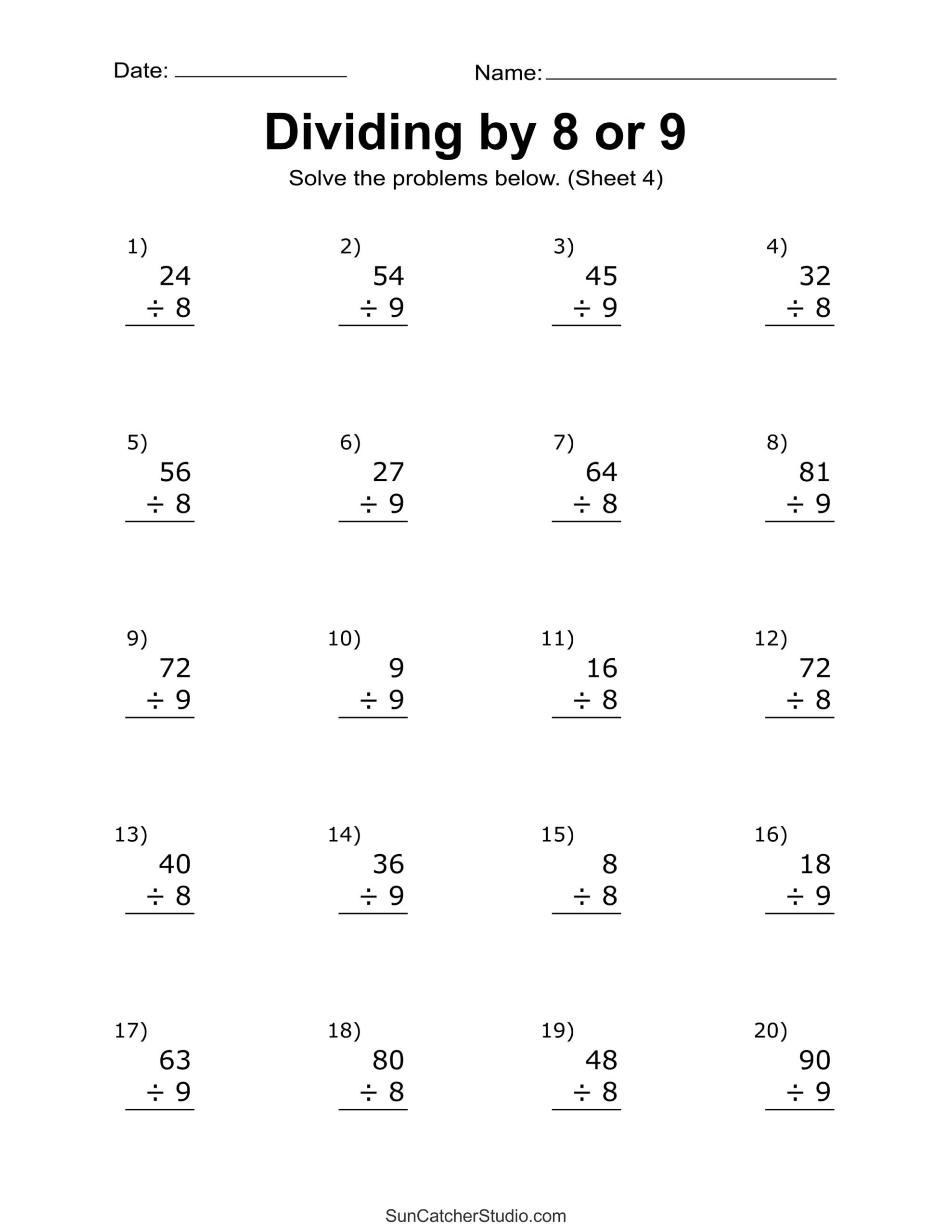 Worksheets For Division With Remainders