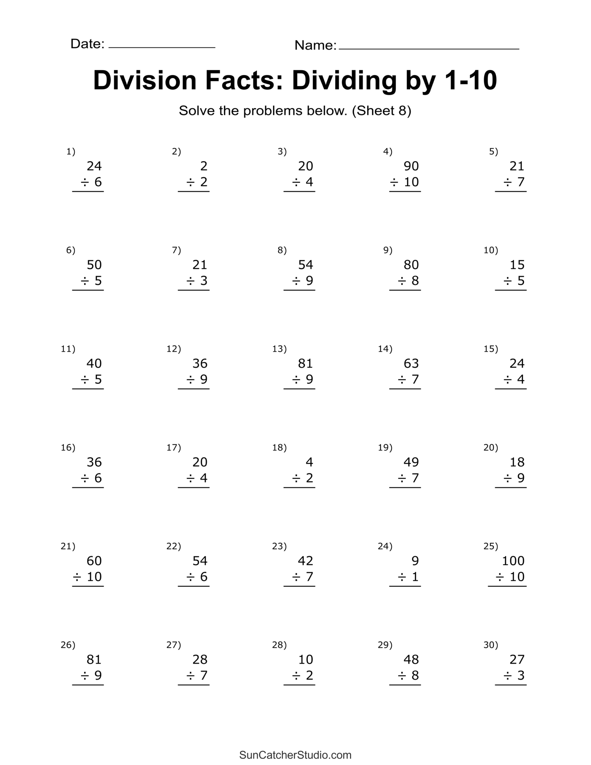 Basic Division Worksheets