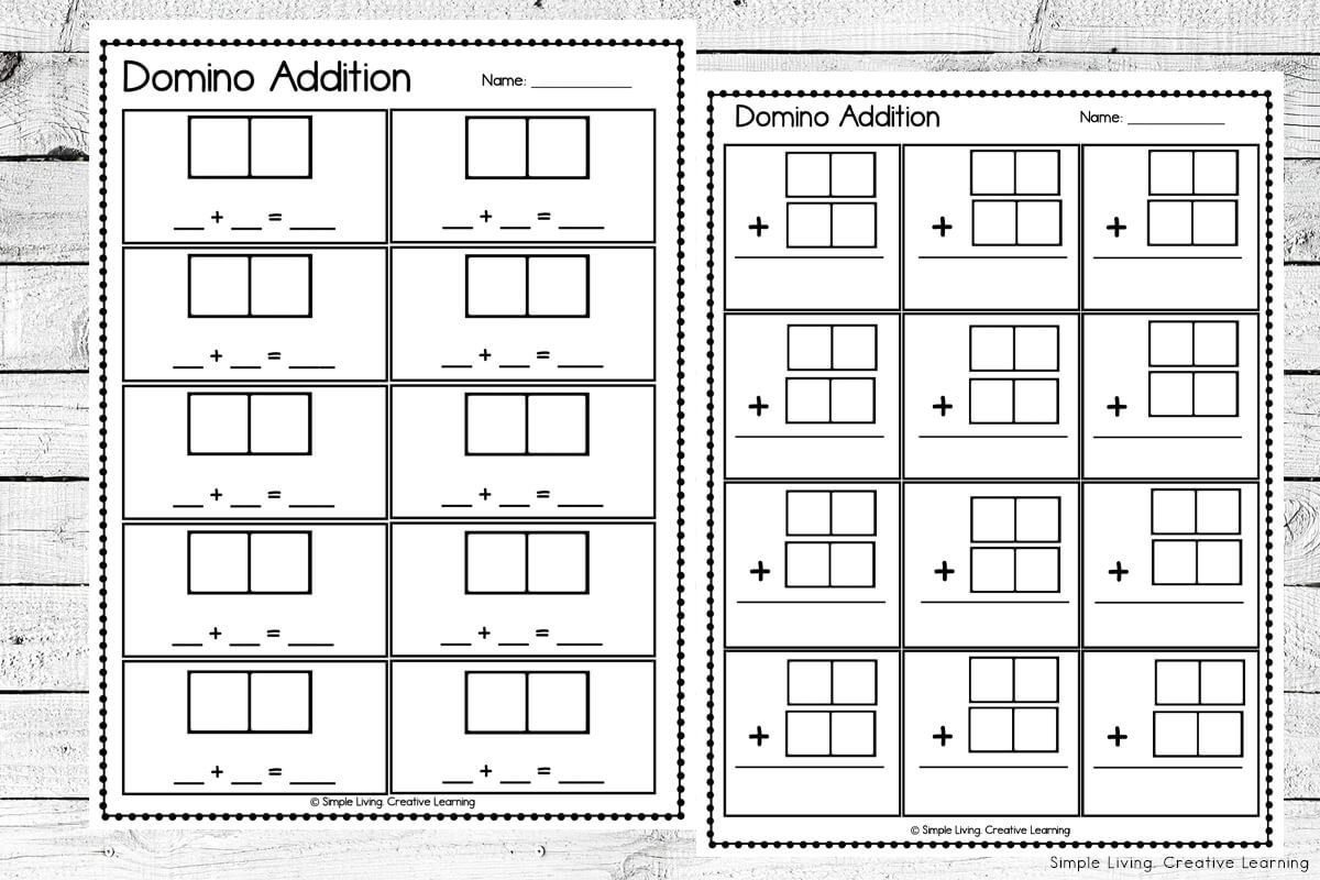 Domino Addition Worksheets