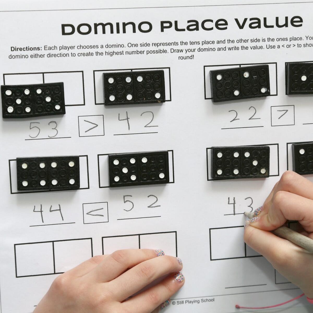 Dominoes Place Value Game For Kids Still Playing School