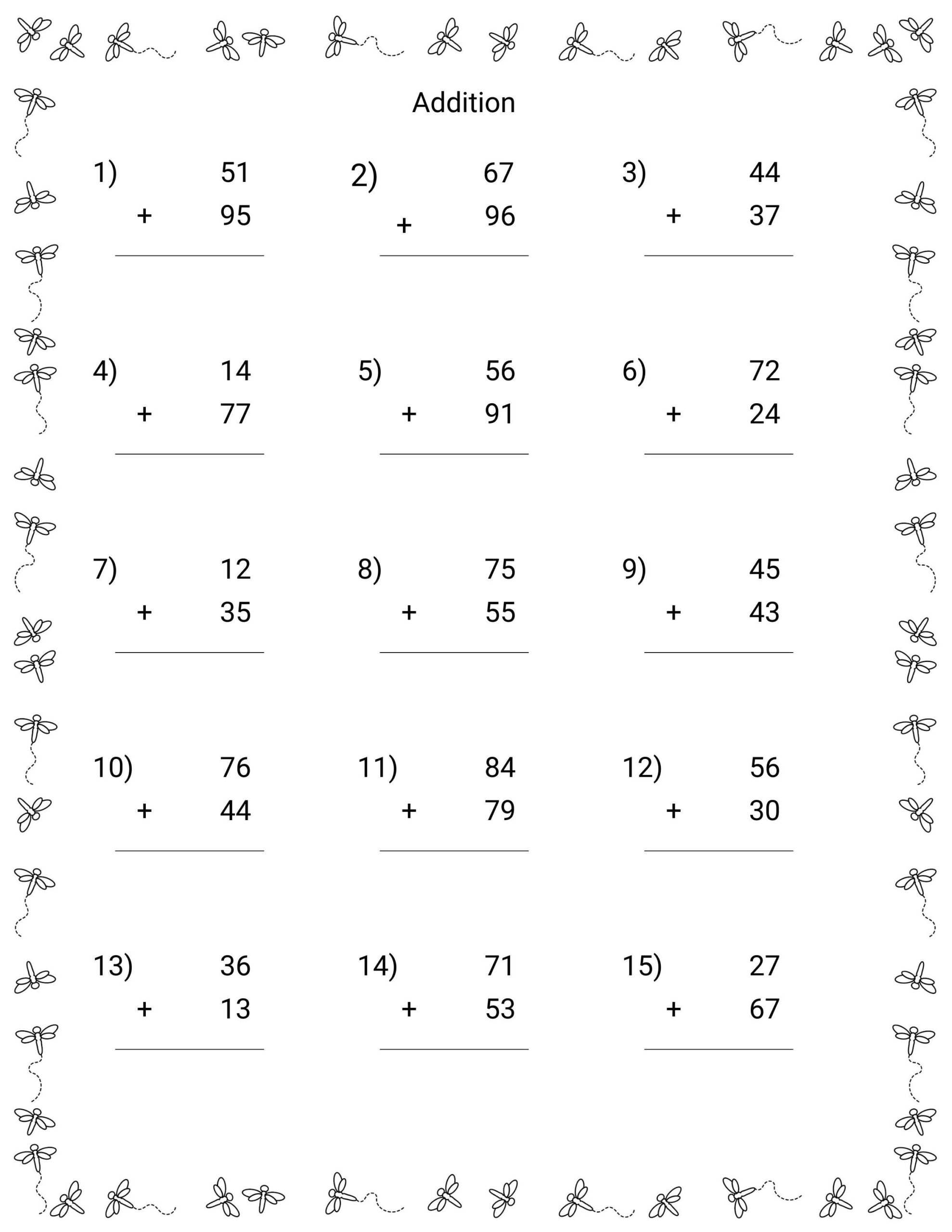 Double Digit Addition And Subtraction Worksheet 60 Practice Sheets With Answers Instantly Downloadable Etsy