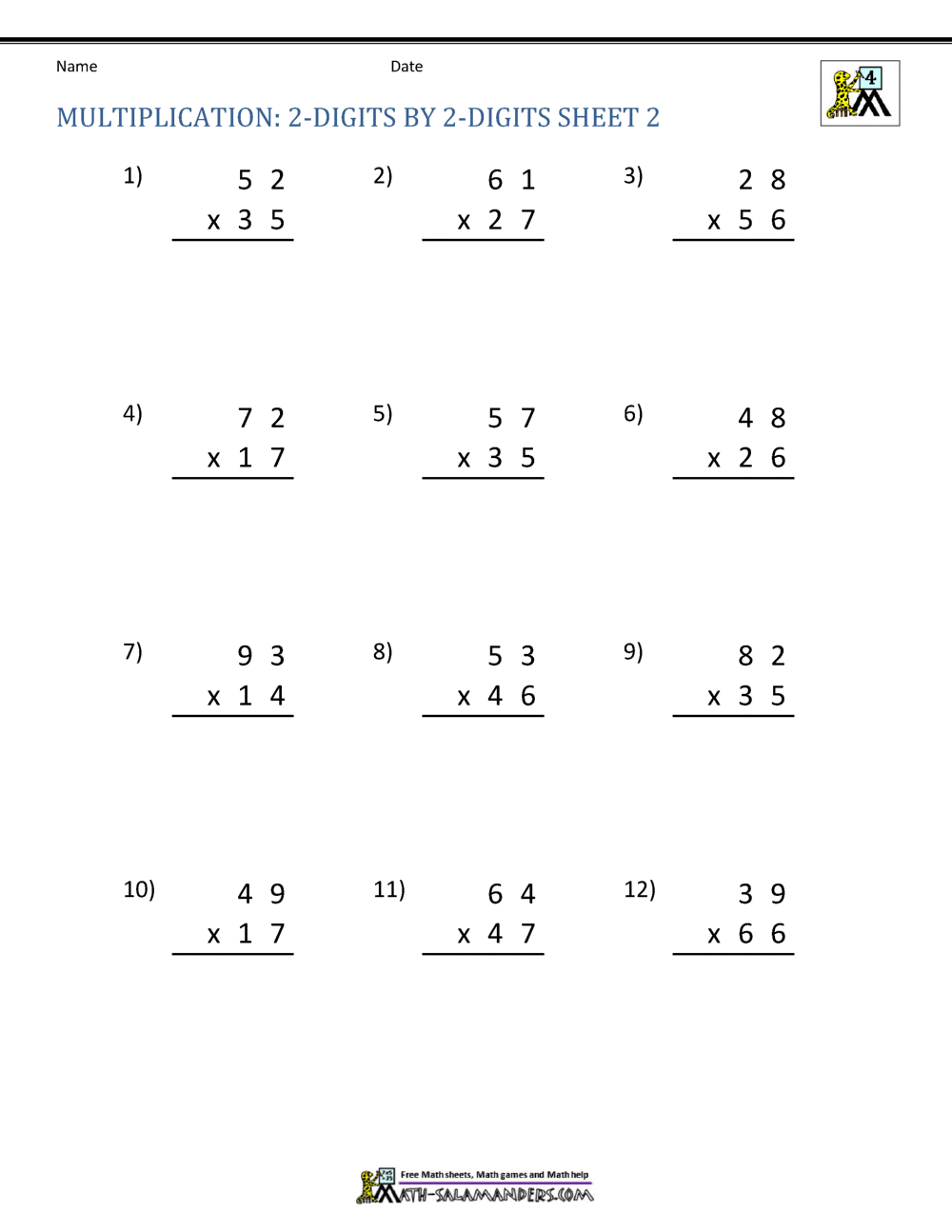 Double Digit Multiplication Worksheets 4th Grade Double Digit Multiplication Worksheets 4th Grade