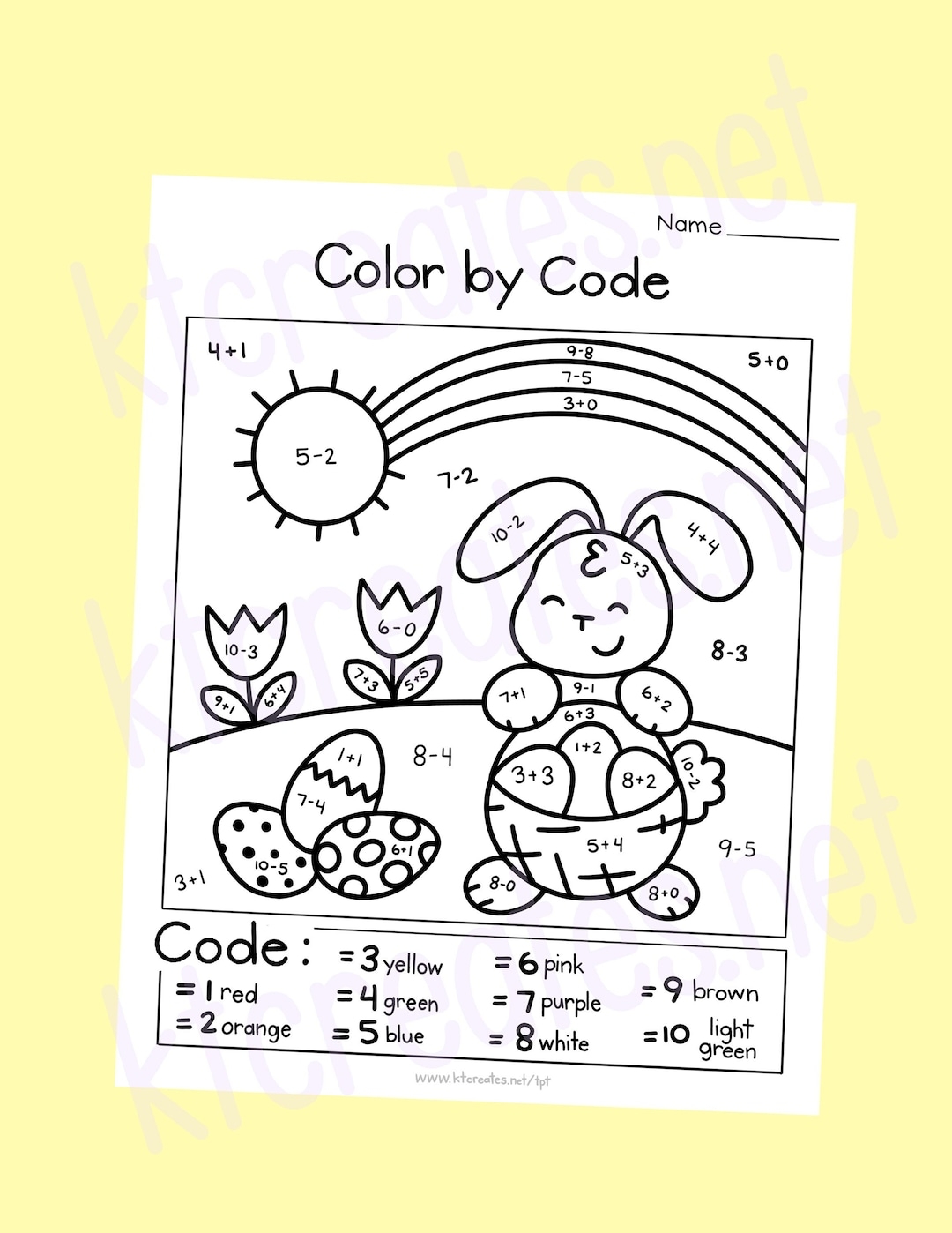 Easter Spring Color By Code Simple Math Etsy Easter Spring Color By Code Simple Math Etsy