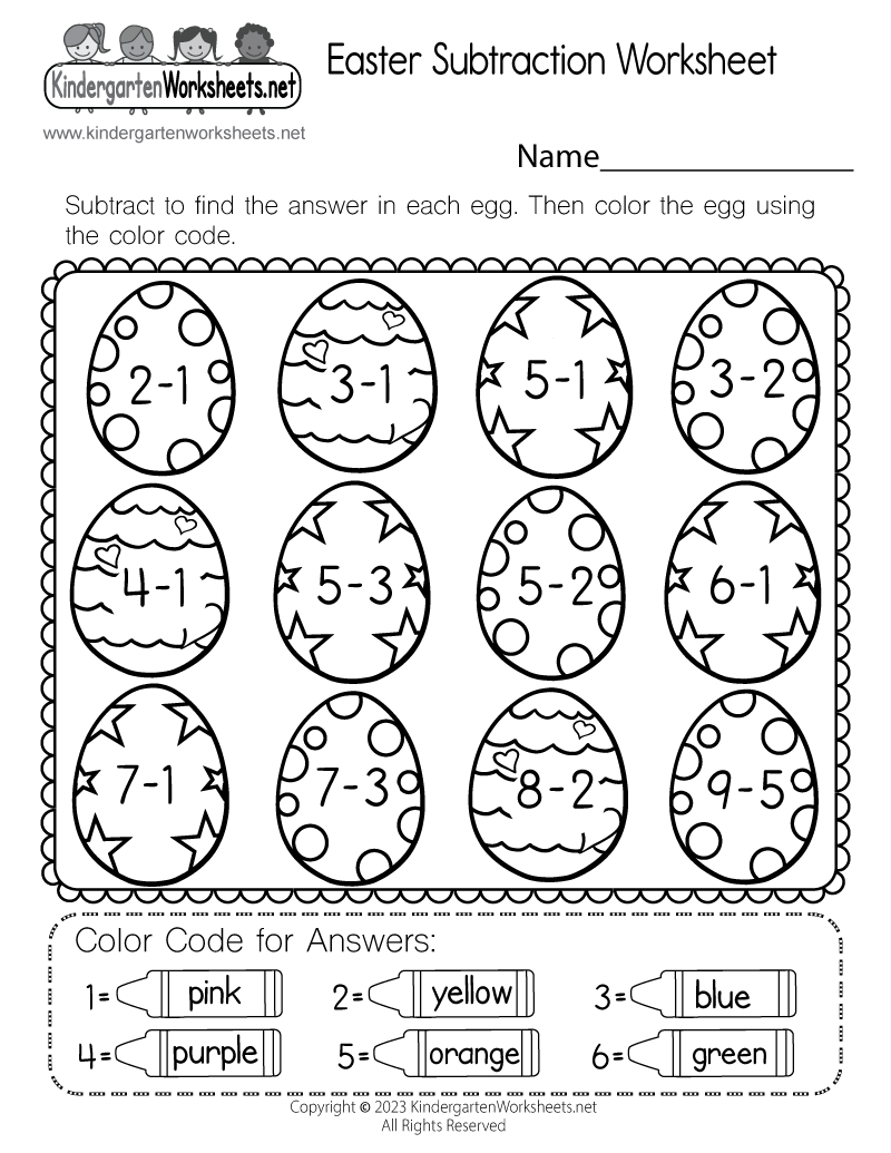 Easter Subtraction Worksheet Free Printable Digital PDF Customize 133 Kindergarten Addition Worksheets Templates Online Canva