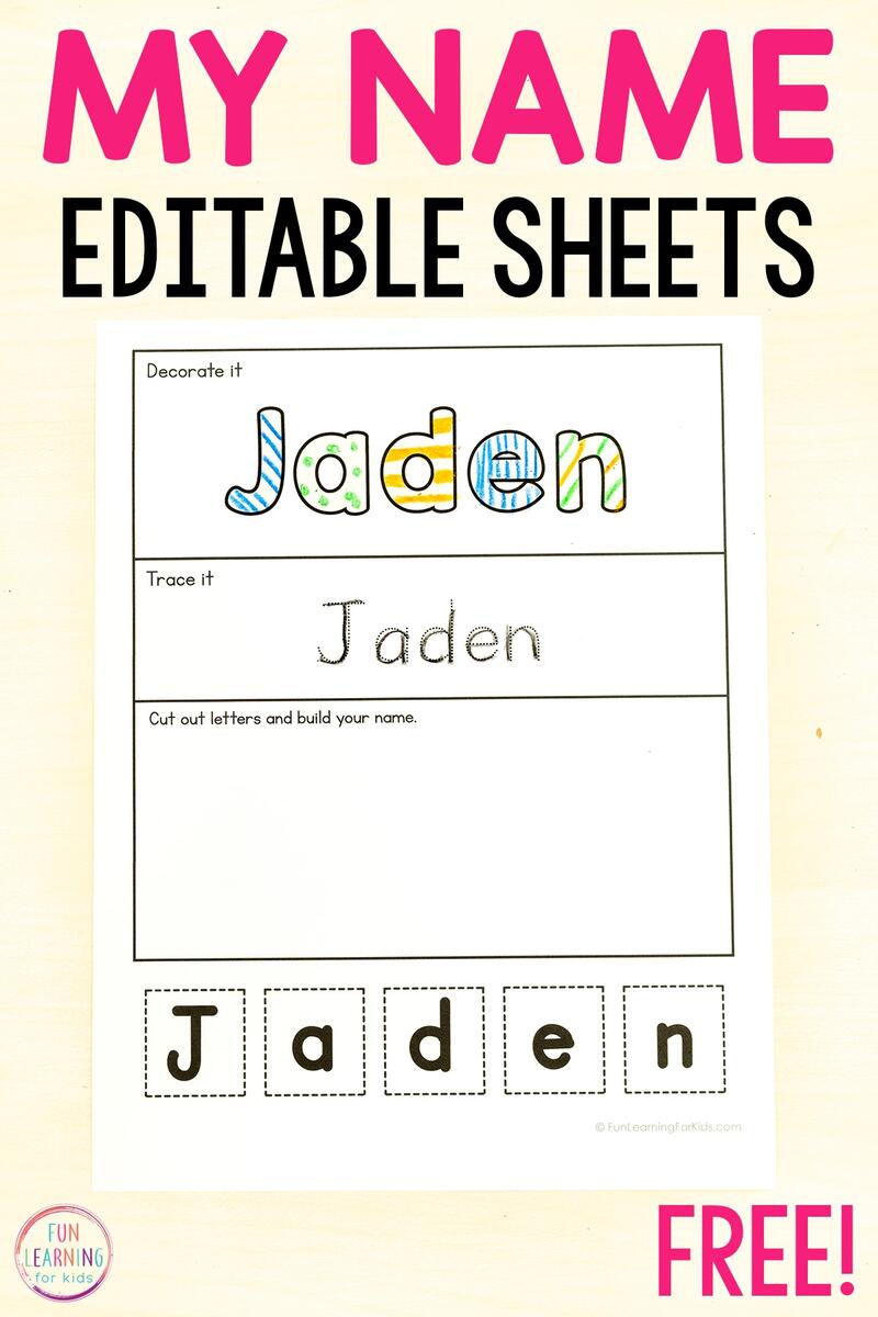Editable Cut And Paste Build Your Name Worksheets