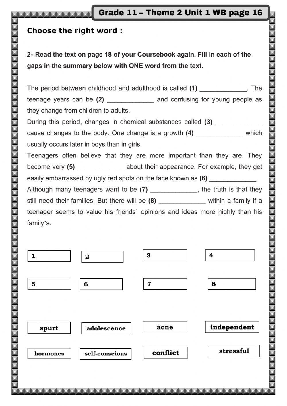 English Grade 11 Interactive Worksheet Worksheets Library