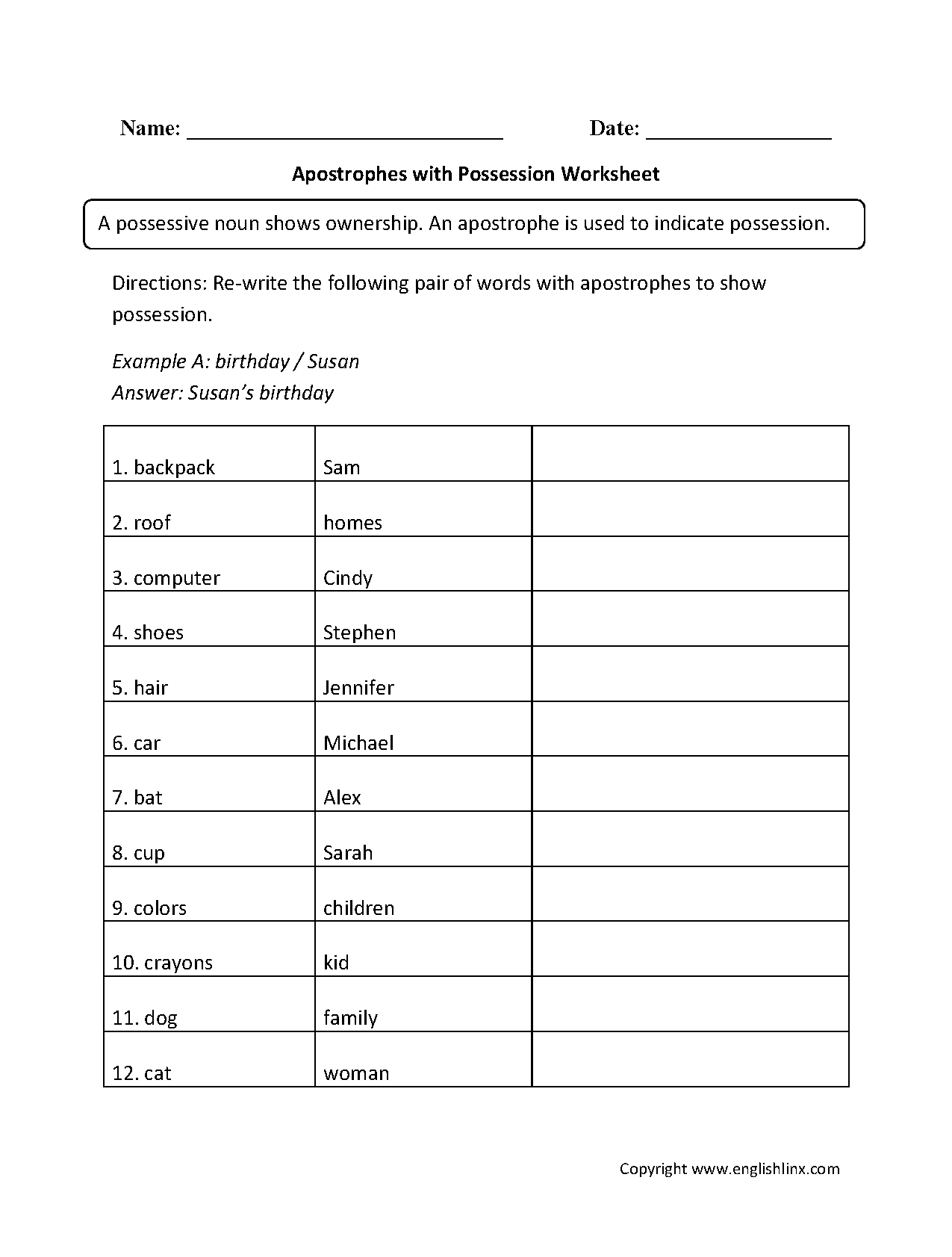 Englishlinx Apostrophes Worksheets