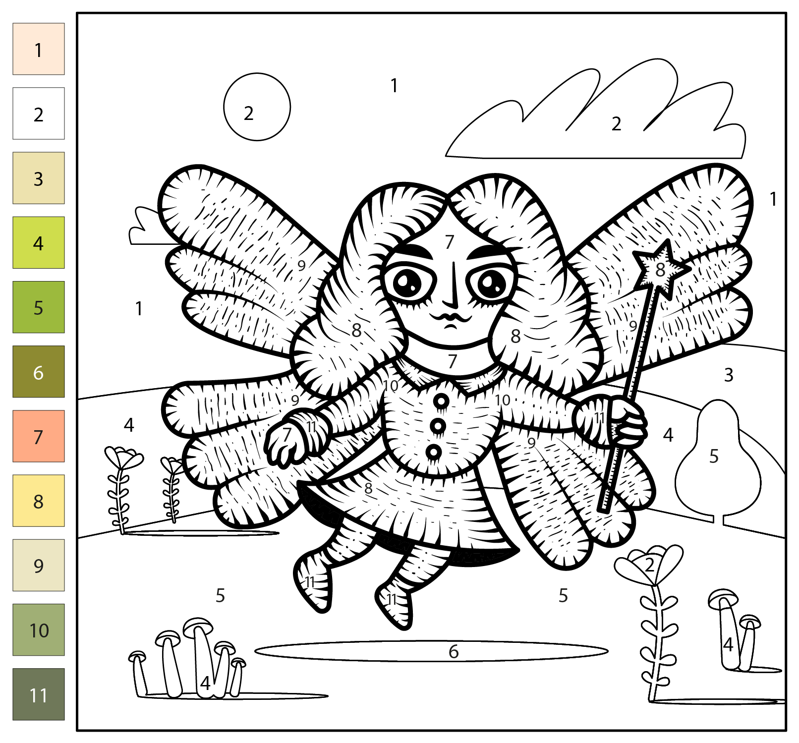Fairy Color By Number Coloring Page Free Printable