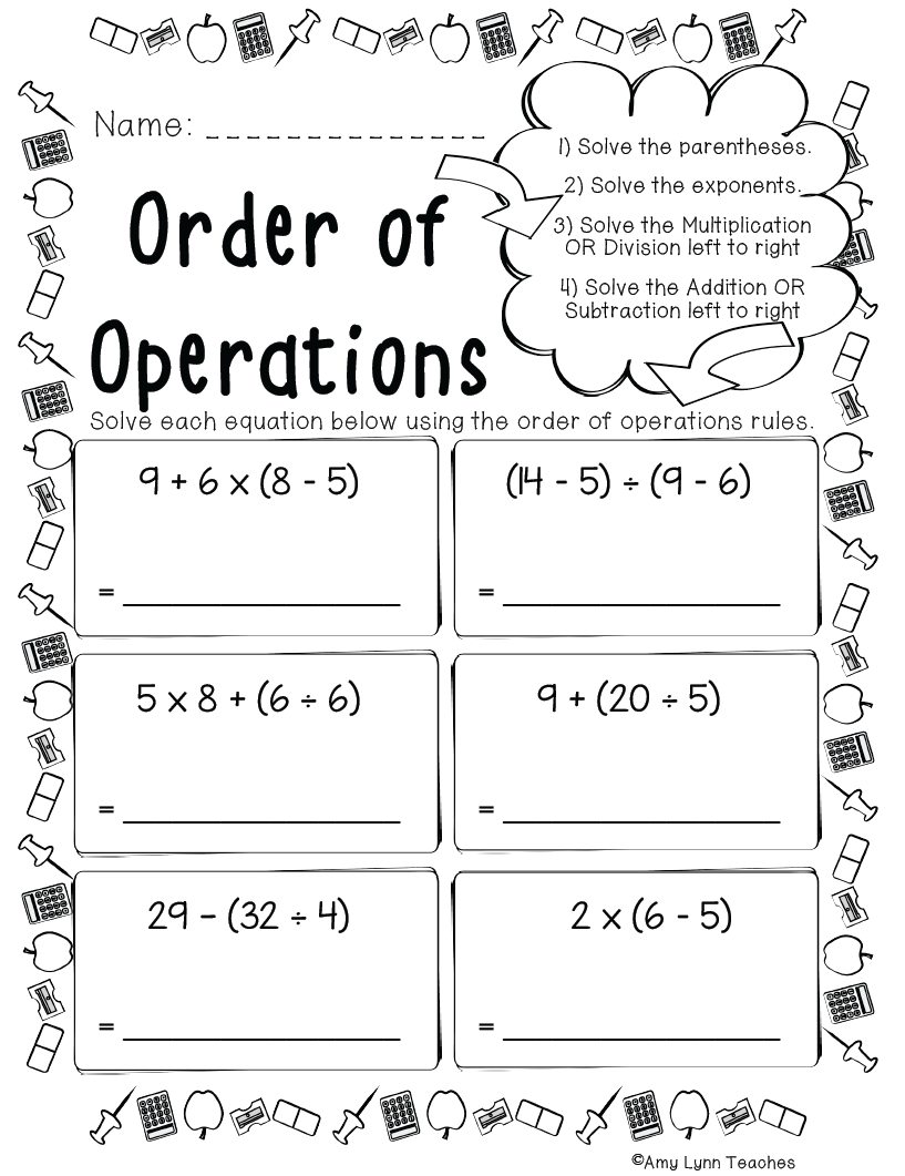 Printable Order Of Operations Digital Worksheets Activities For 4th 5th Grade Made By Teachers