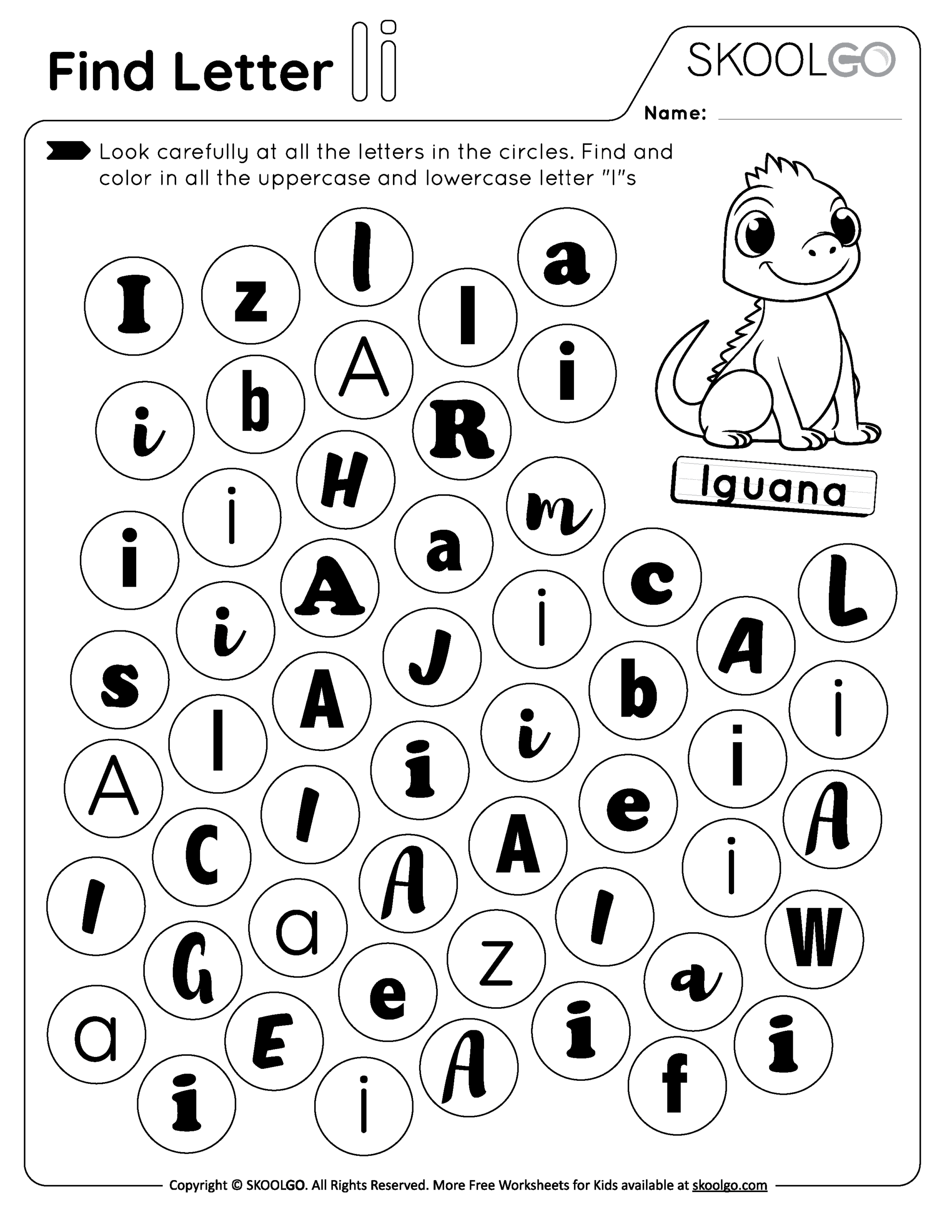 Find Letter I Free Worksheet For Kids SKOOLGO