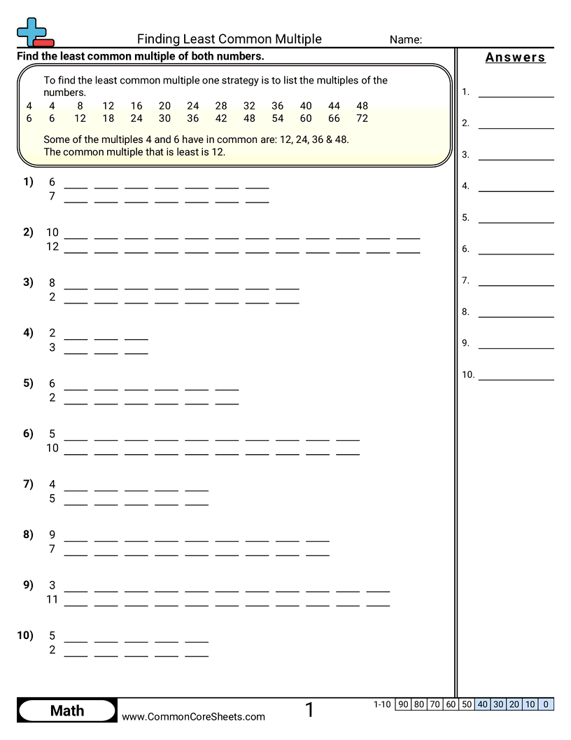 Finding Least Common Multiple Worksheet Download Finding Least Common Multiple Worksheet Download