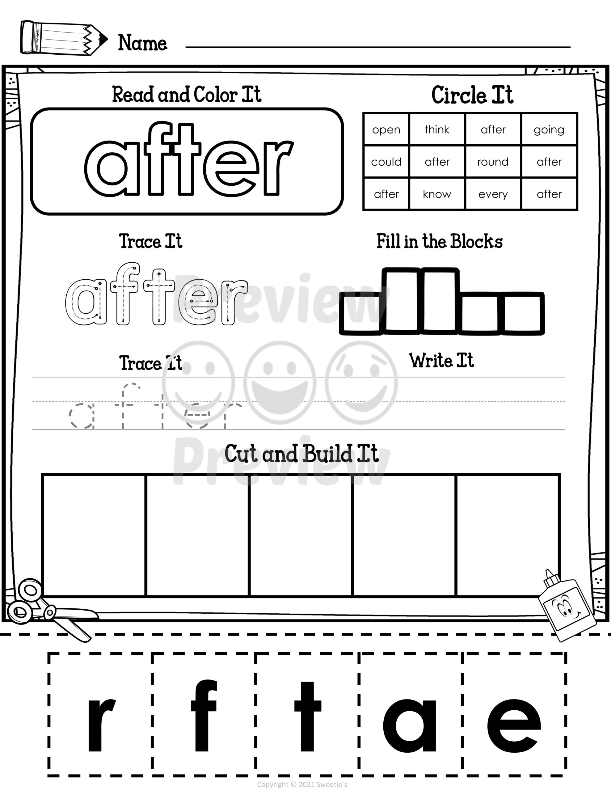 Free Printable First Grade Sight Words Worksheets