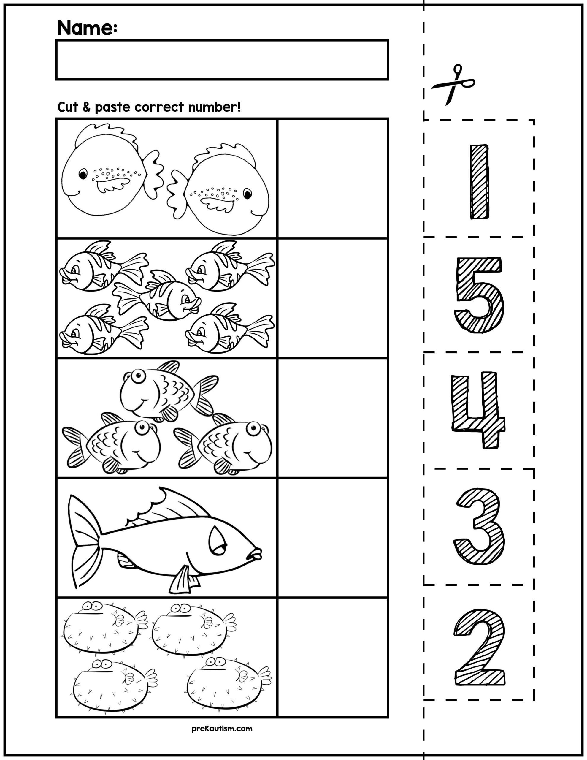 Fish Cut Match Worksheets Numbers 1 5 By PreKautism TPT Fish Cut Match Worksheets Numbers 1 5 By PreKautism TPT