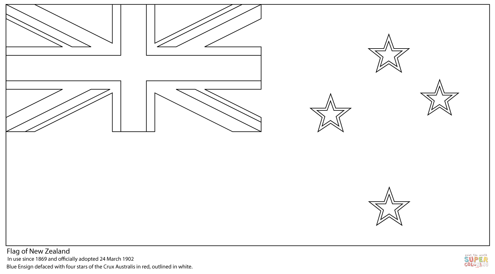 Flag Of New Zealand Coloring Page Free Printable