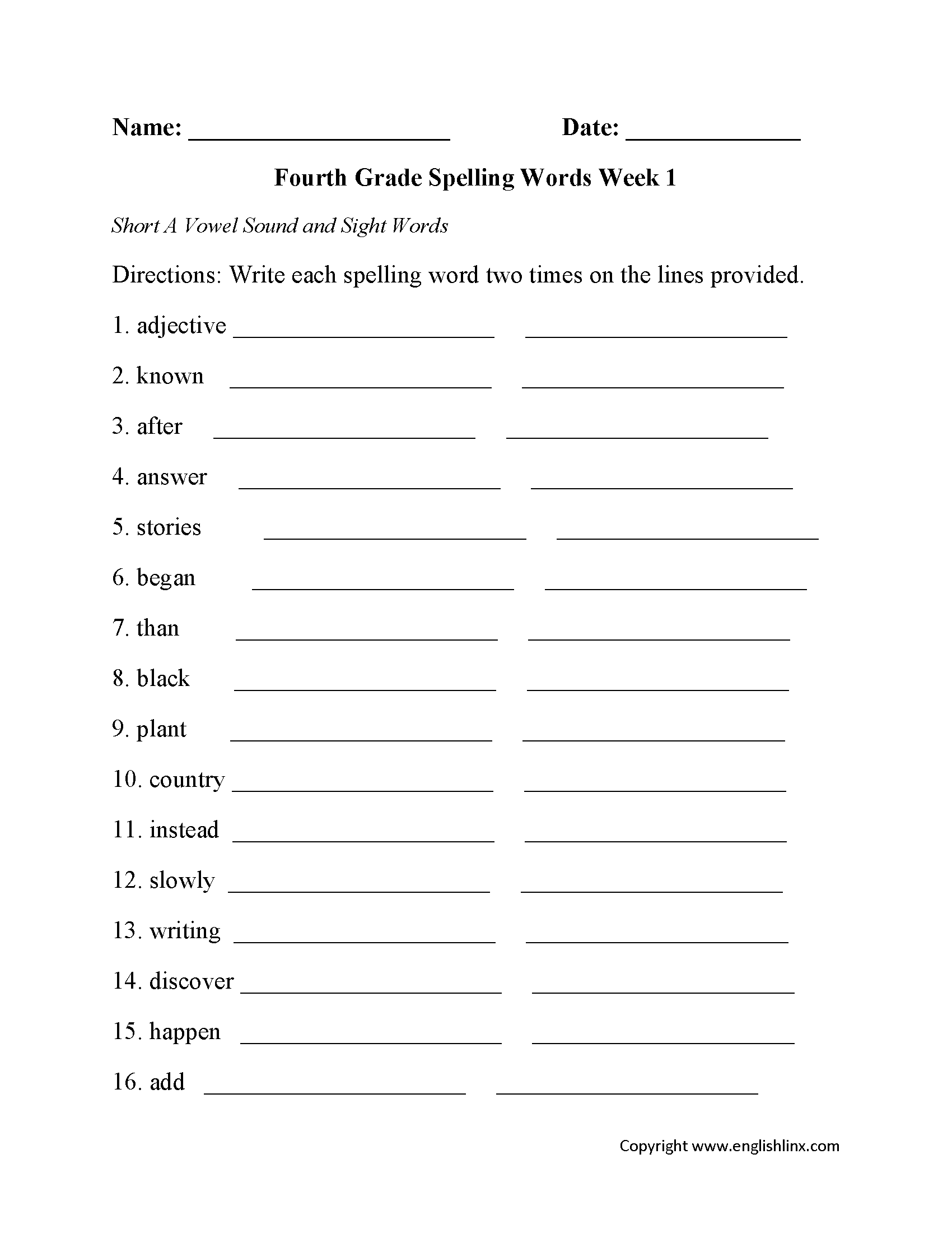 Fourth Grade Addition Worksheet